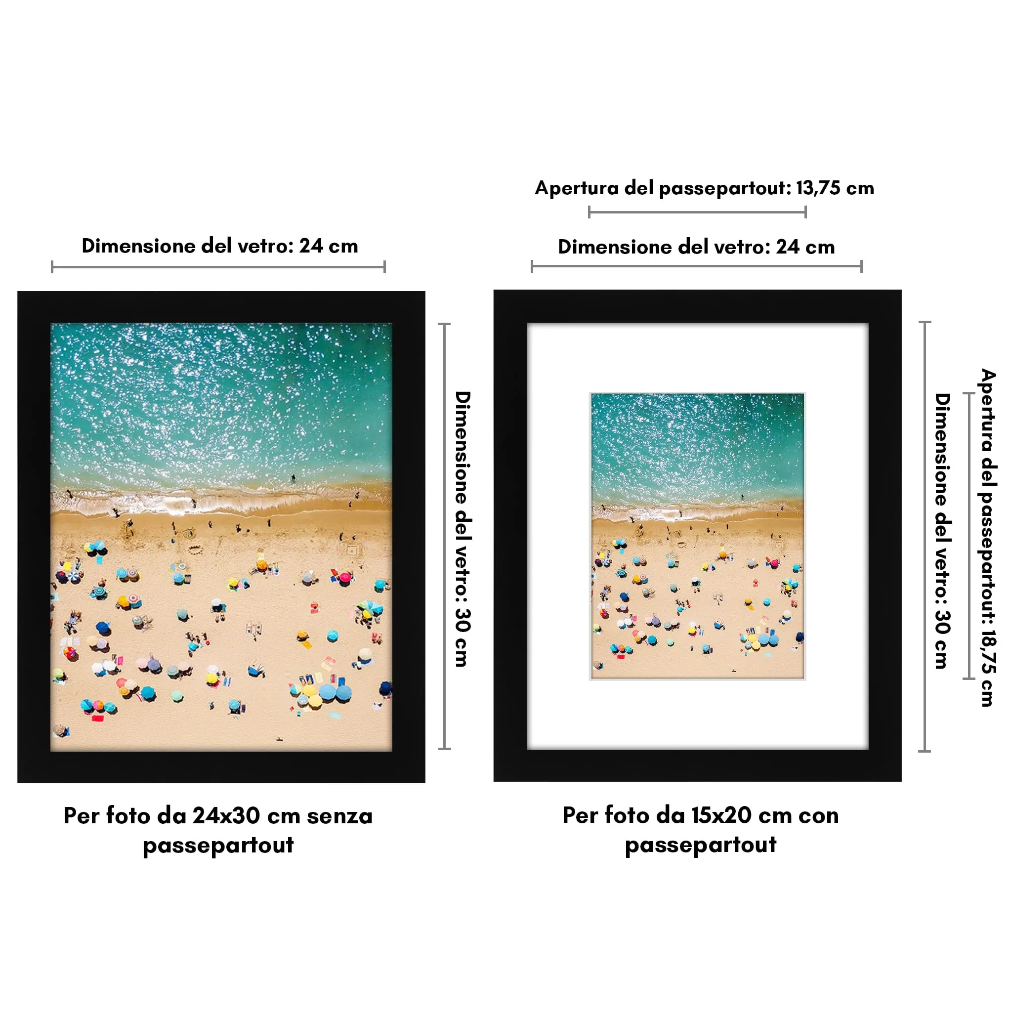 Americanflat Cornice 24x30 cm Nera con Passepartout per Foto 15x20 cm - immagine 2
