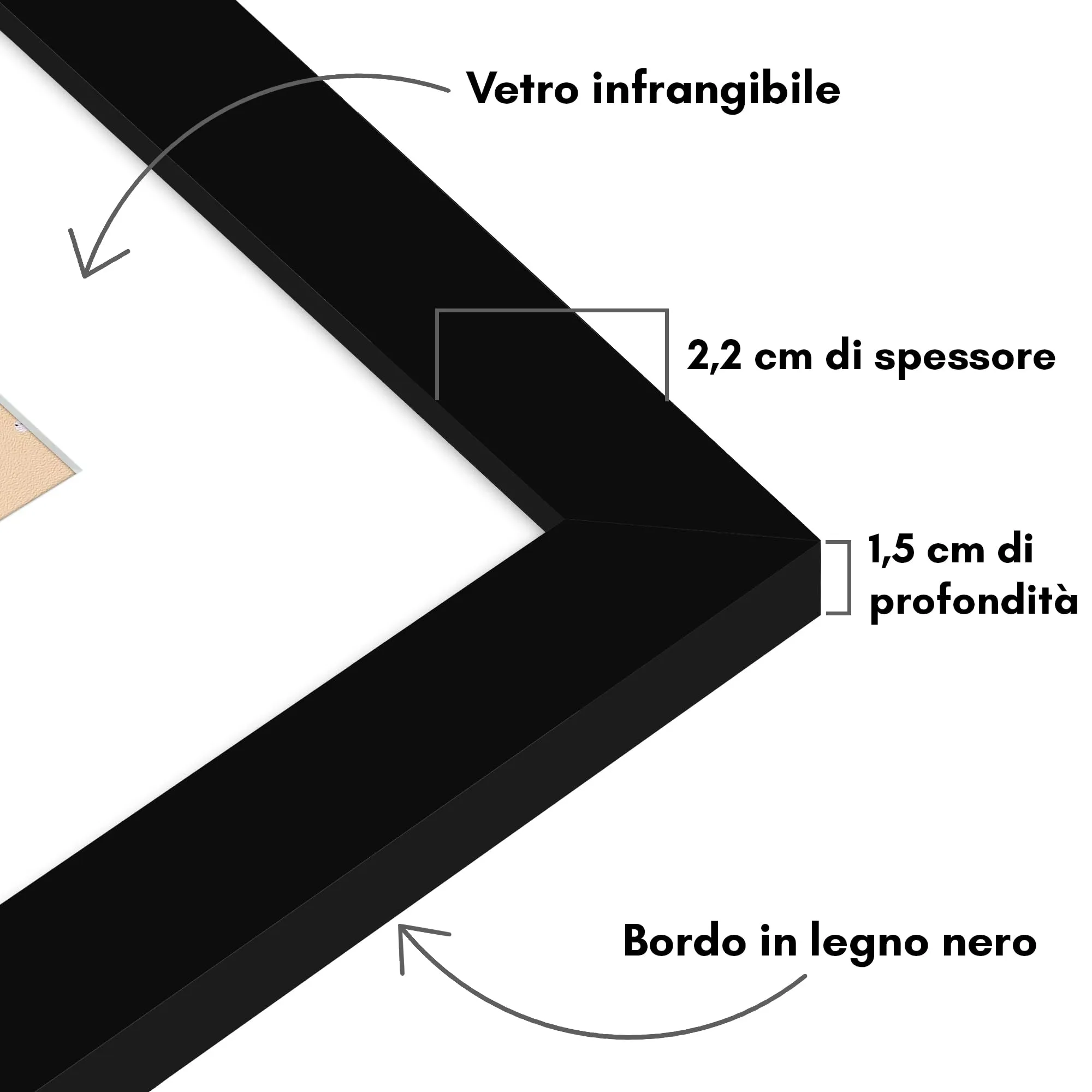 Americanflat Cornice 24x30 cm Nera con Passepartout per Foto 15x20 cm - immagine 3