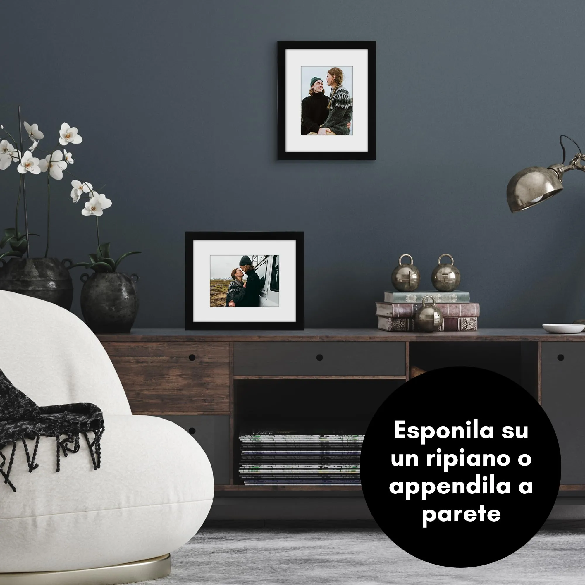 Americanflat Cornice 24x30 cm Nera con Passepartout per Foto 15x20 cm - immagine 4