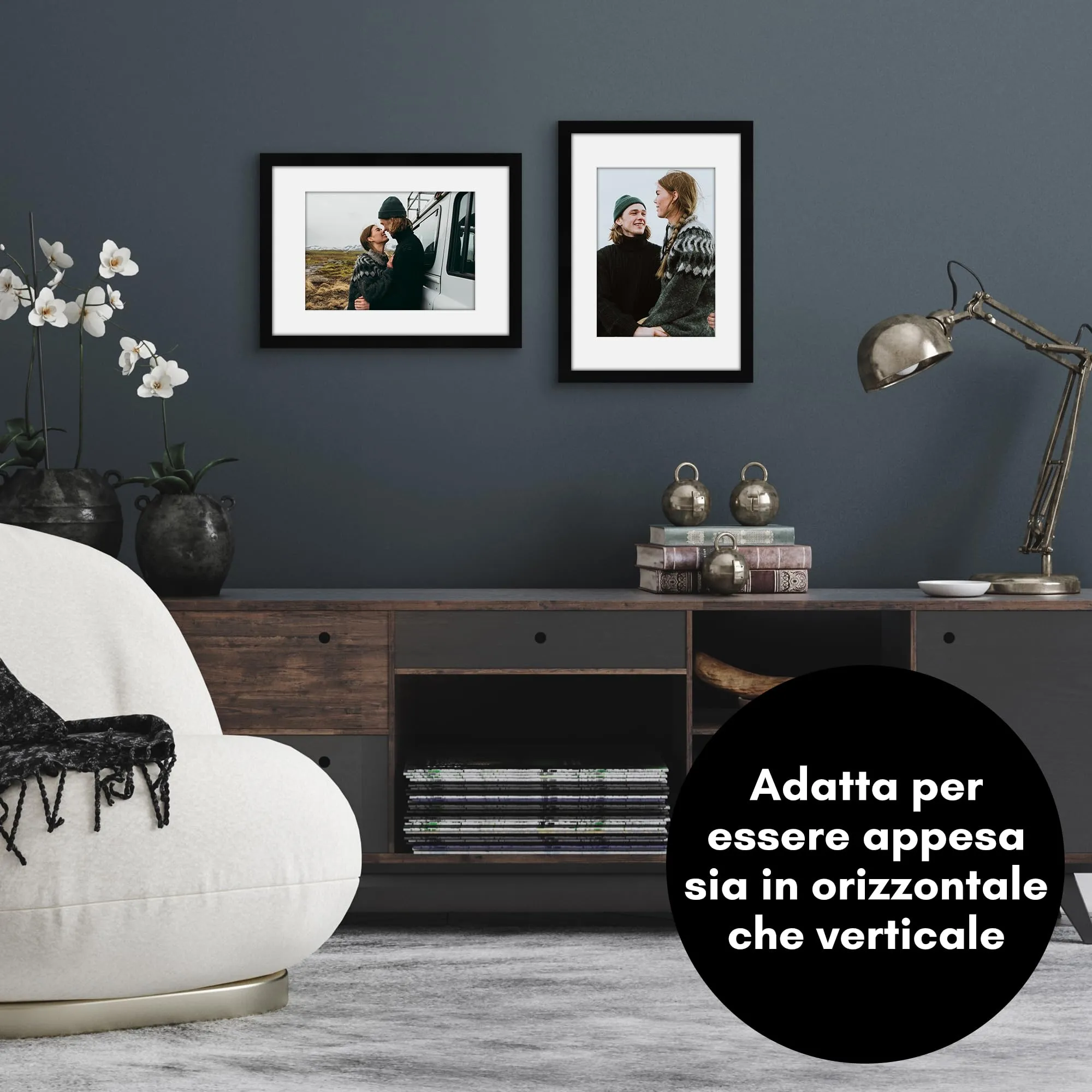 Americanflat Cornice 30x42 cm Nera in Legno MDF con Passepartout 21x30 cm - immagine 4