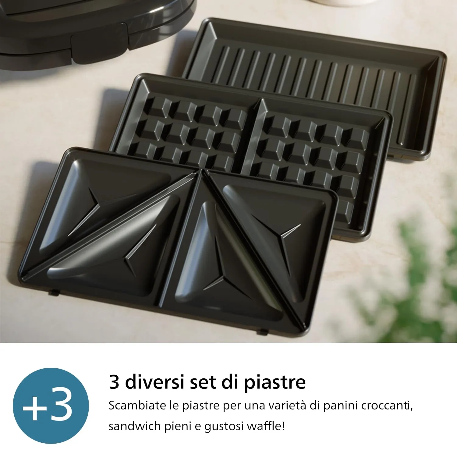 Philips Tostiera per Panini Serie 5000 HD2350/80 con 3 Piastre Intercambiabili, 750W - immagine 3
