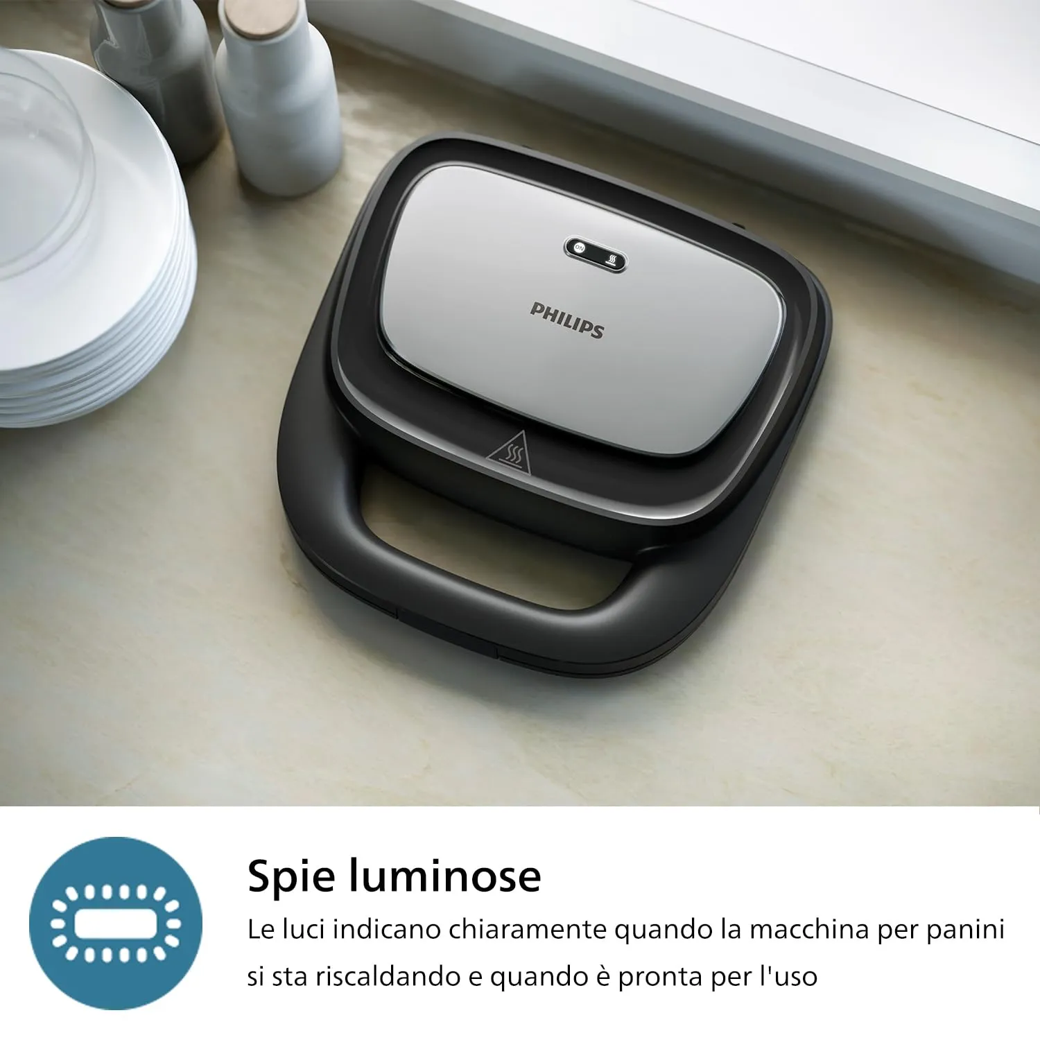 Philips Tostiera per Panini Serie 5000 HD2350/80 con 3 Piastre Intercambiabili, 750W - immagine 6