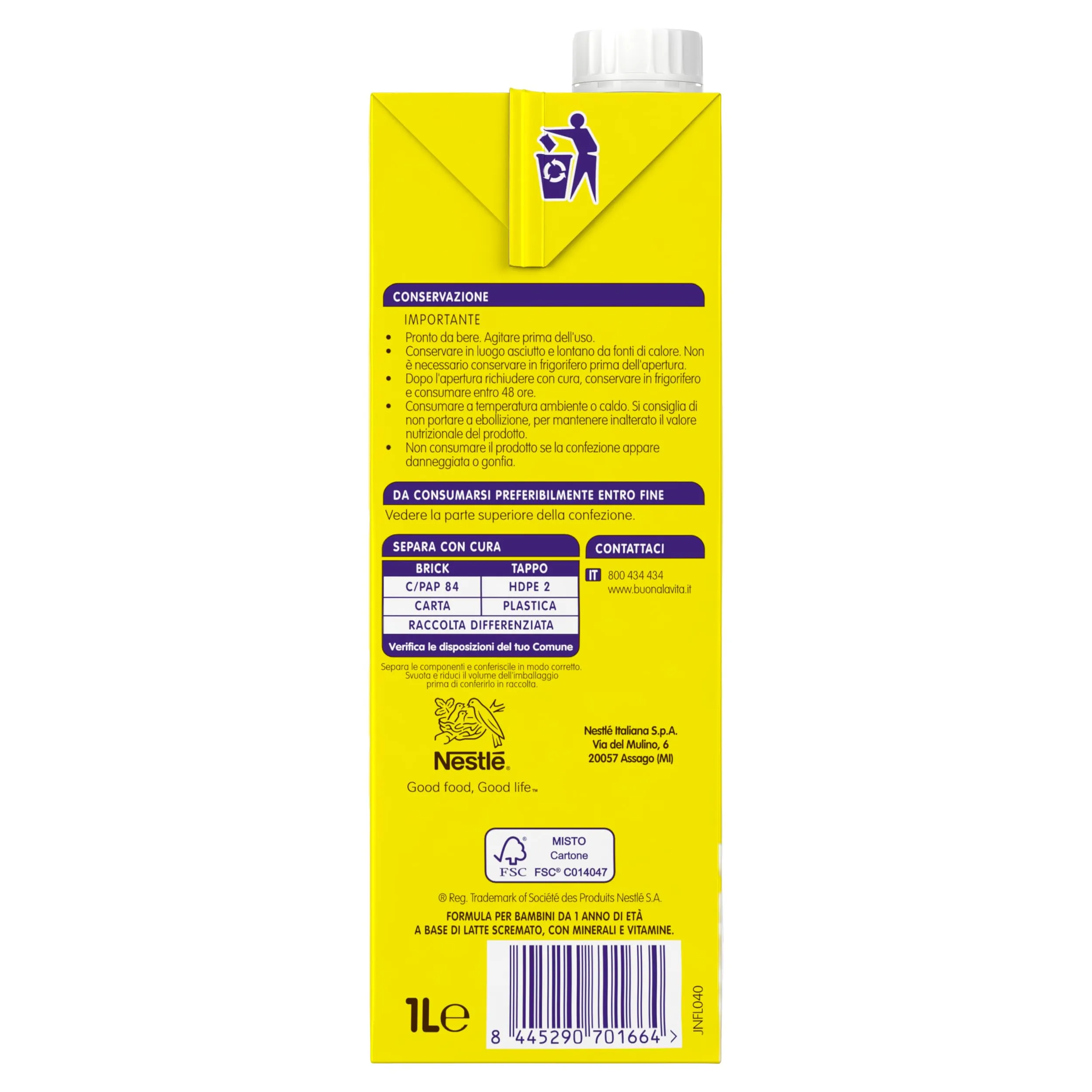 Nestlé MIO Latte di Crescita Liquido Classico 1-3 anni, 8 x 1L - immagine 3