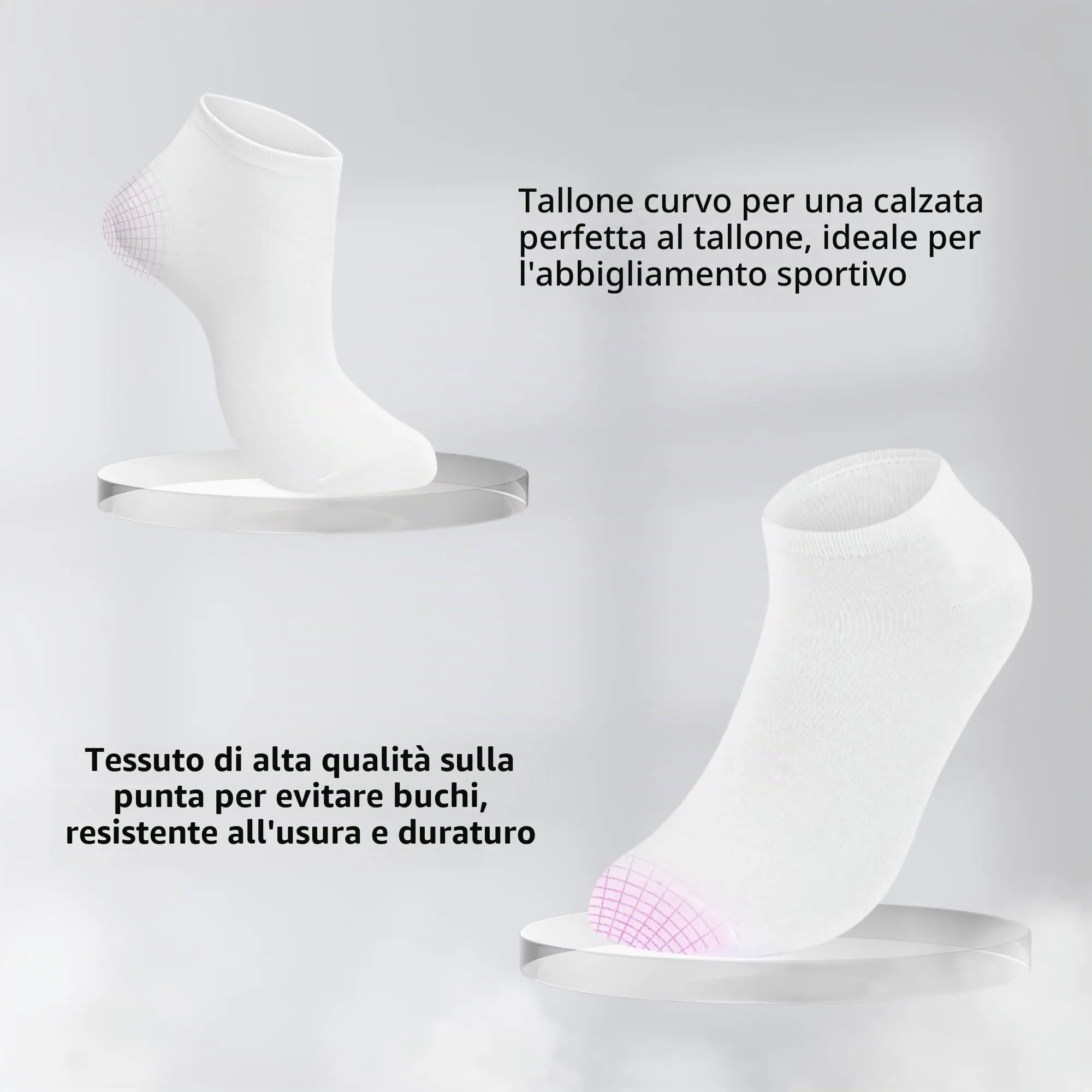 Lakpoau Calzini Corti Sportivi Unisex, Cotone Traspirante, 12 Paia, 39-42, Bianco ZD2301 - immagine 3