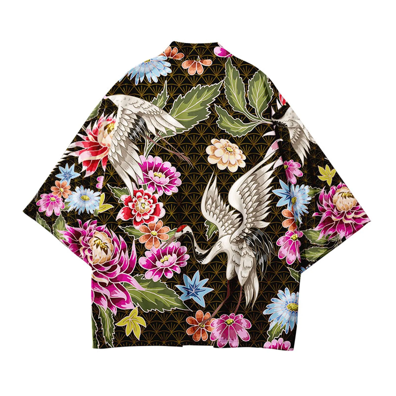 CIZEUR Camicia Kimono Uomo Maniche 3/4 Casual Vintage Estiva, 3XL Fiore Che sboccia - immagine 2
