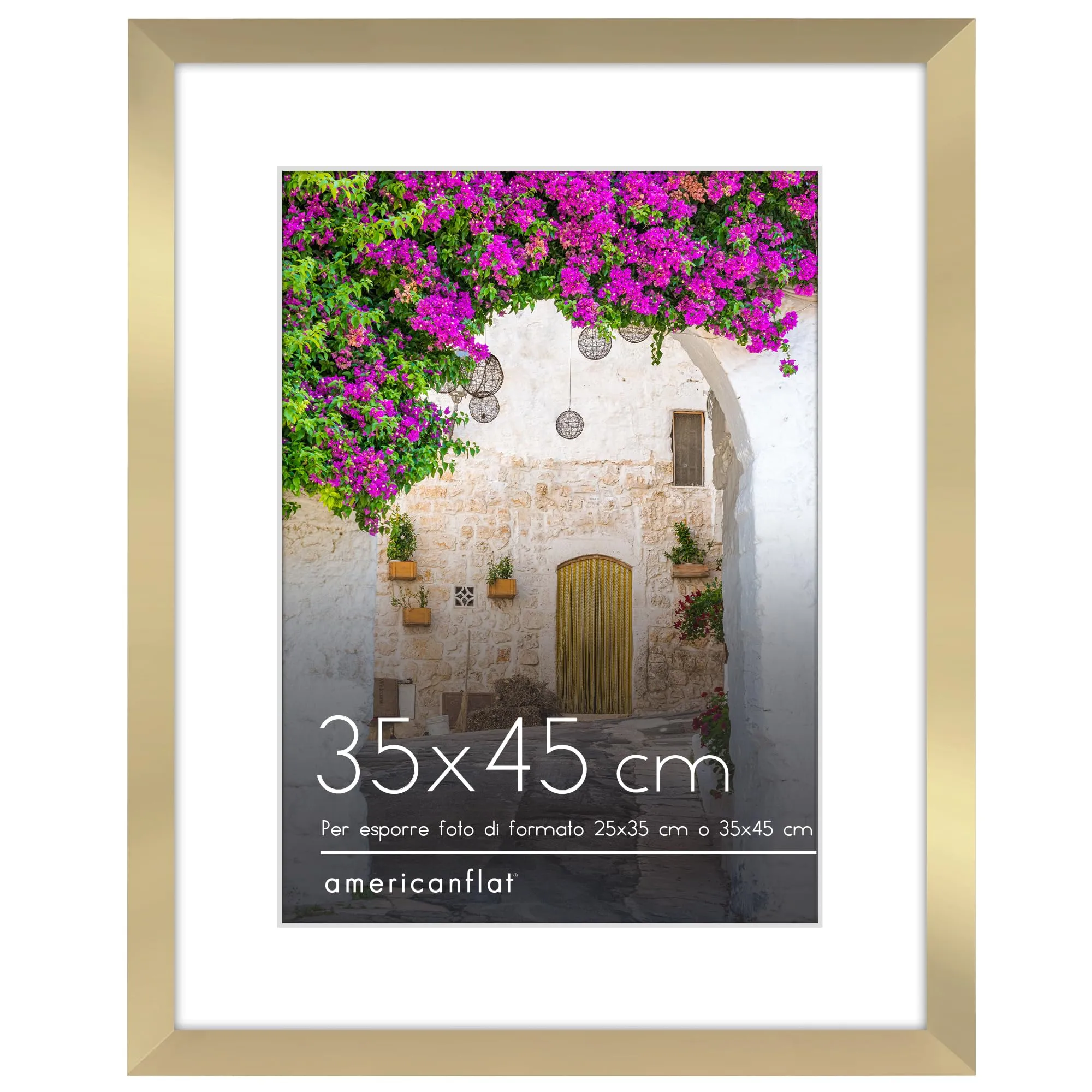 Americanflat Cornice Oro 35x45 cm con Passepartout 25x35 cm in Legno MDF - immagine 1