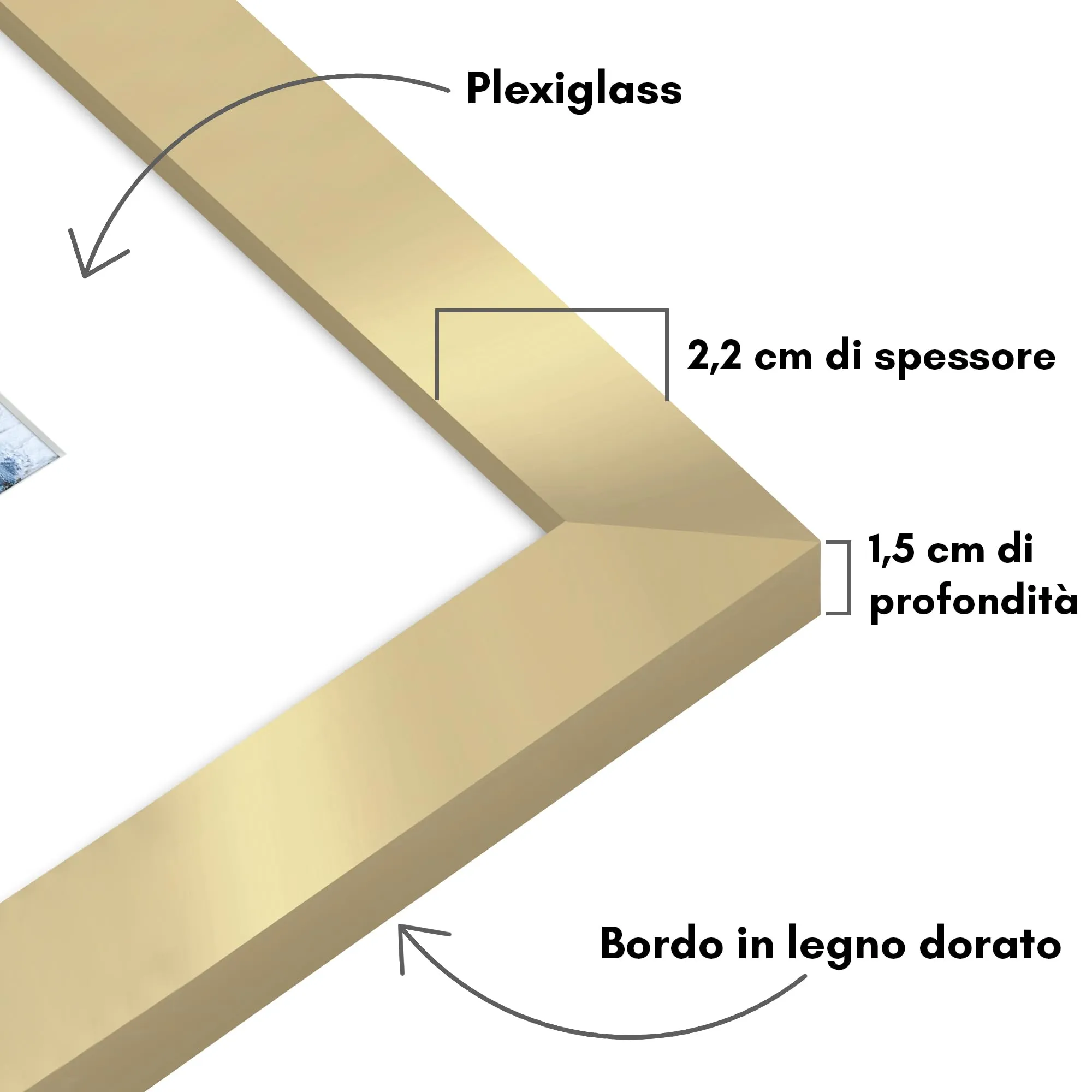 Americanflat Cornice Oro 35x45 cm con Passepartout 25x35 cm in Legno MDF - immagine 6