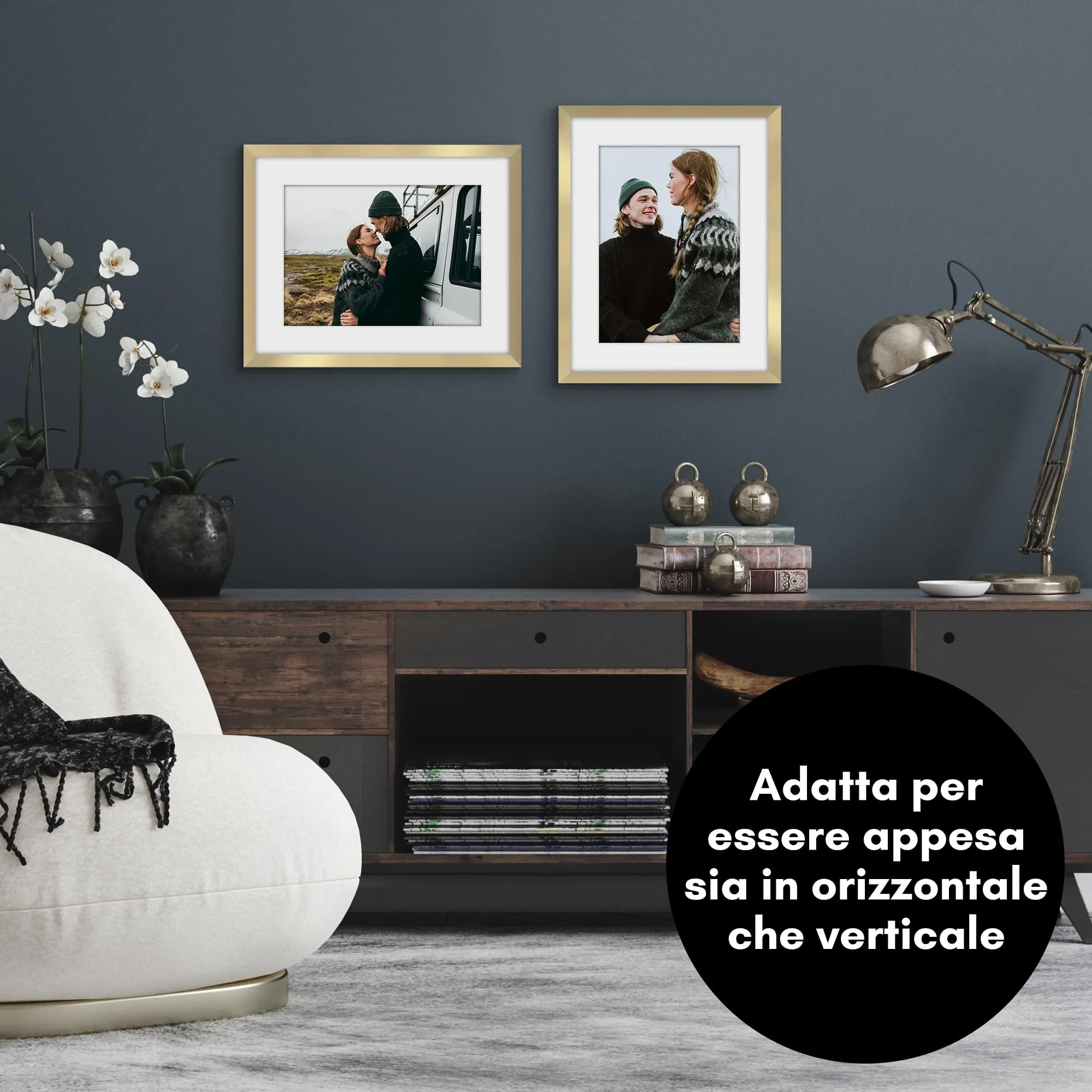 Americanflat Cornice Oro 35x45 cm con Passepartout 25x35 cm in Legno MDF - immagine 7