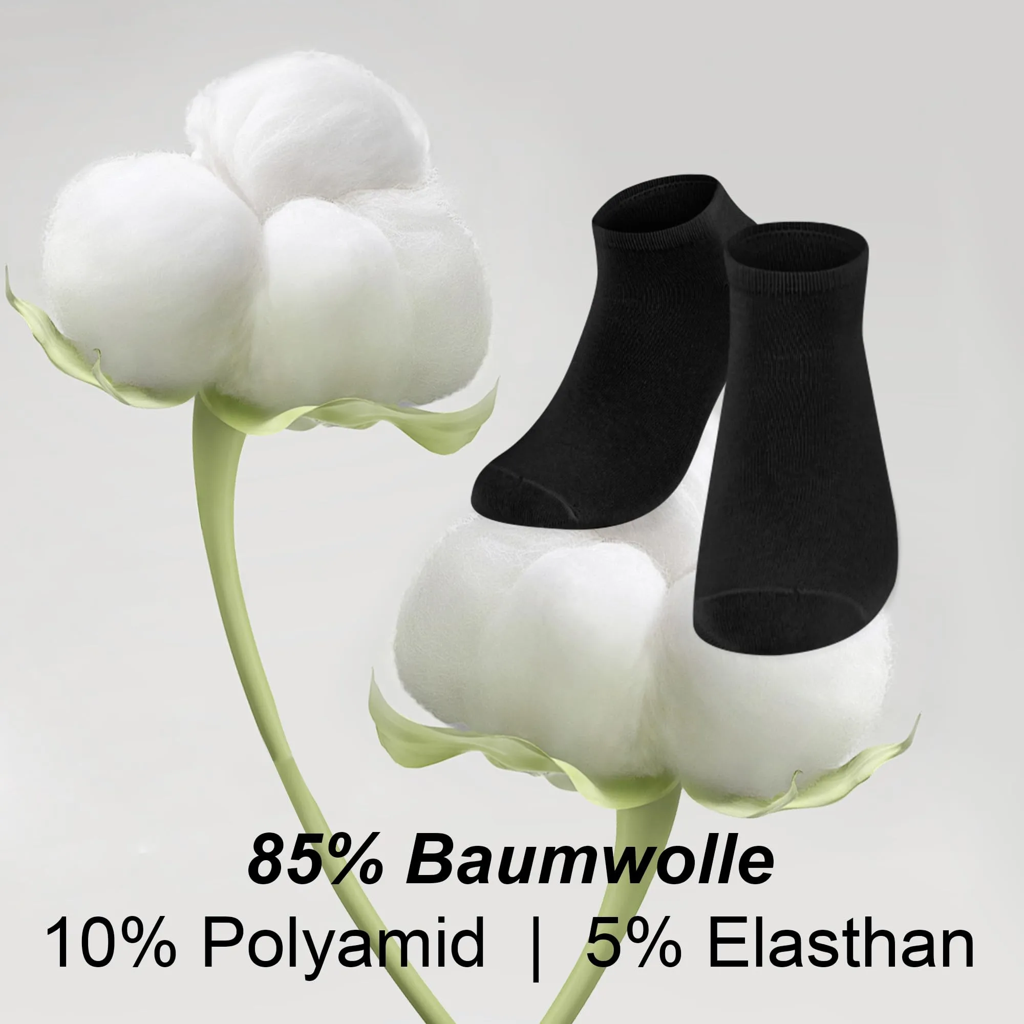 Lakpoau Calzini Corti Sportivi Unisex, Cotone Traspirante, 12 Paia, 39-42, Neri ZD2301 - immagine 5