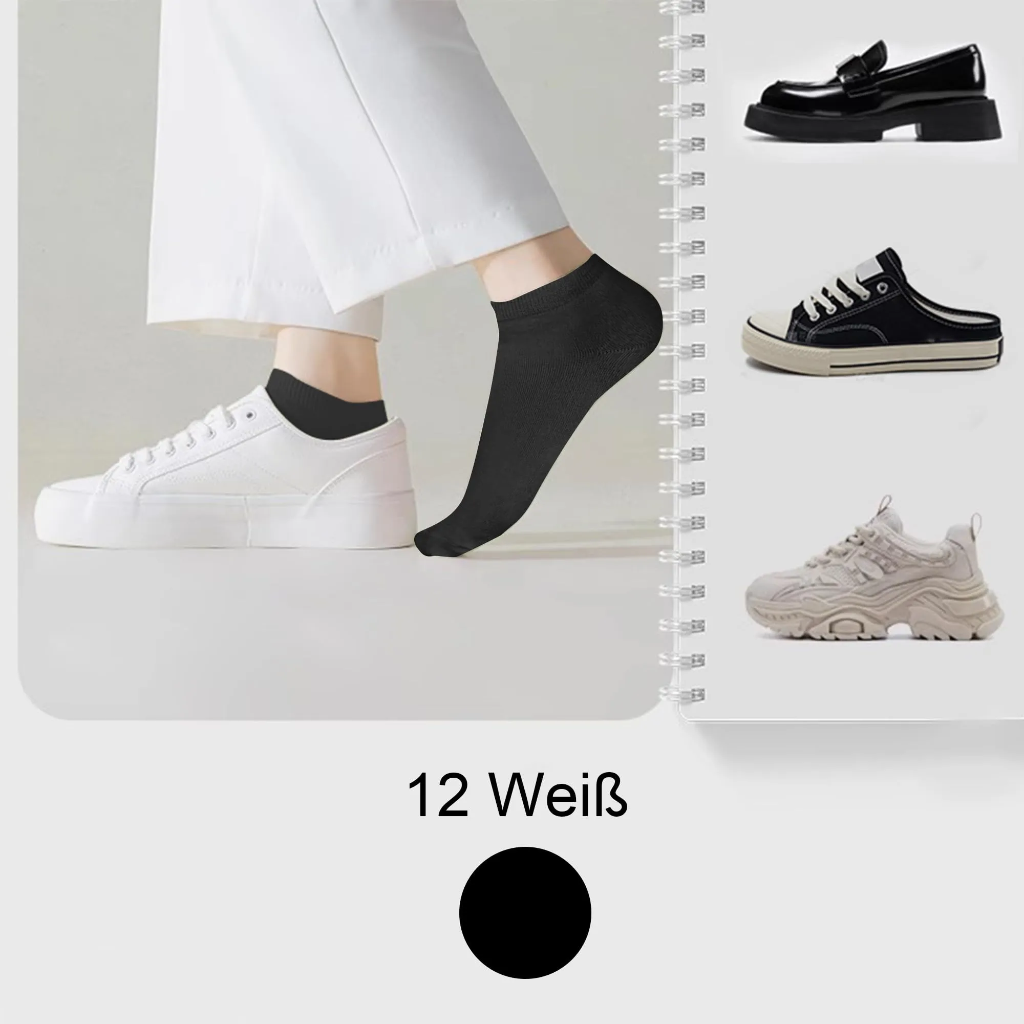 Lakpoau Calzini Corti Sportivi Unisex, Cotone Traspirante, 12 Paia, 39-42, Neri ZD2301 - immagine 6