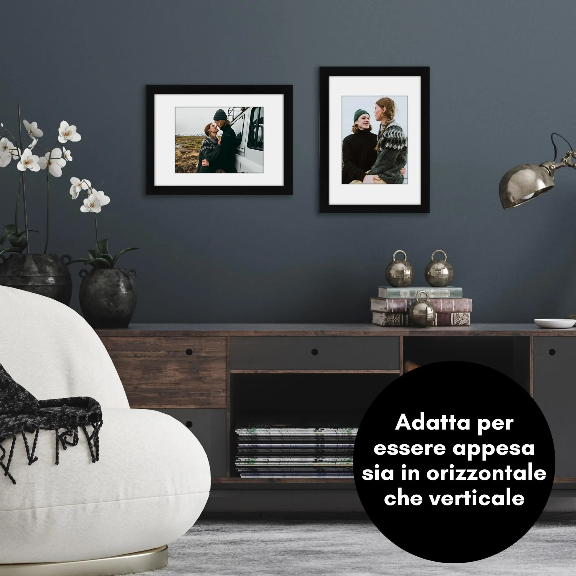 Americanflat Cornice in Legno MDF Nera 25x35 cm con Passepartout 18x24 cm - immagine 4