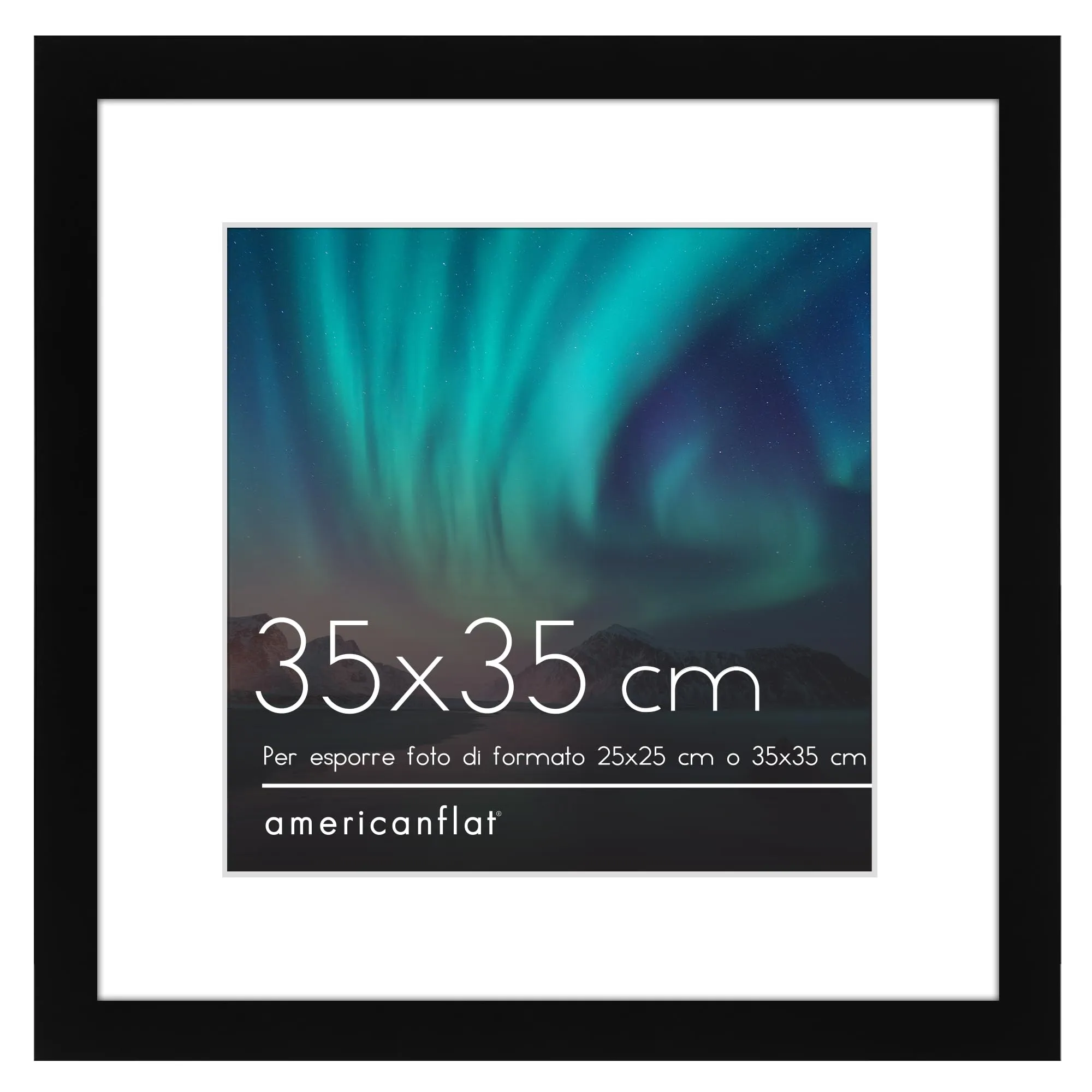 Americanflat Cornice 35x35 cm Nera con Passepartout 25x25 cm in Legno MDF - immagine 1