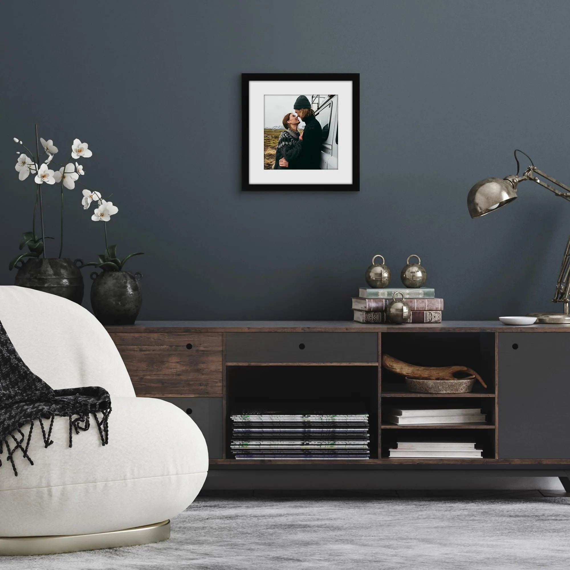 Americanflat Cornice 35x35 cm Nera con Passepartout 25x25 cm in Legno MDF - immagine 4