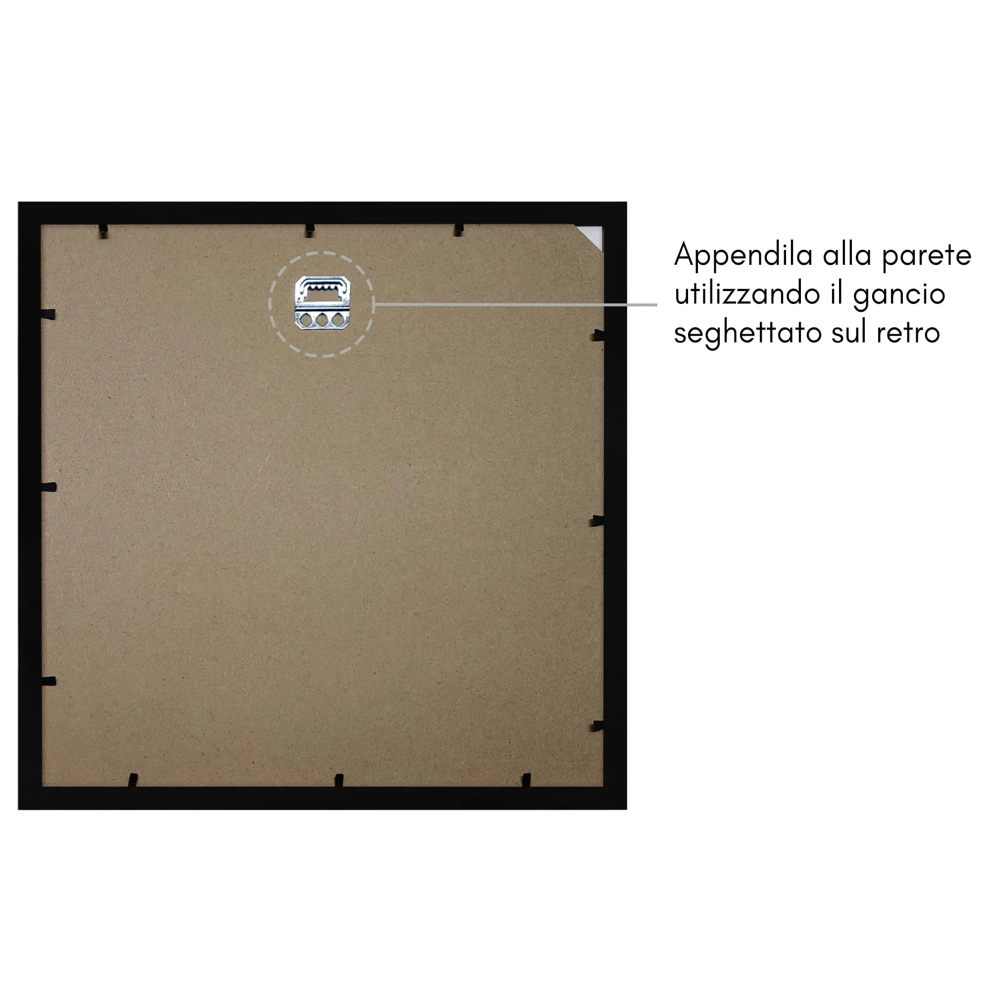 Americanflat Cornice 35x35 cm Nera con Passepartout 25x25 cm in Legno MDF - immagine 5