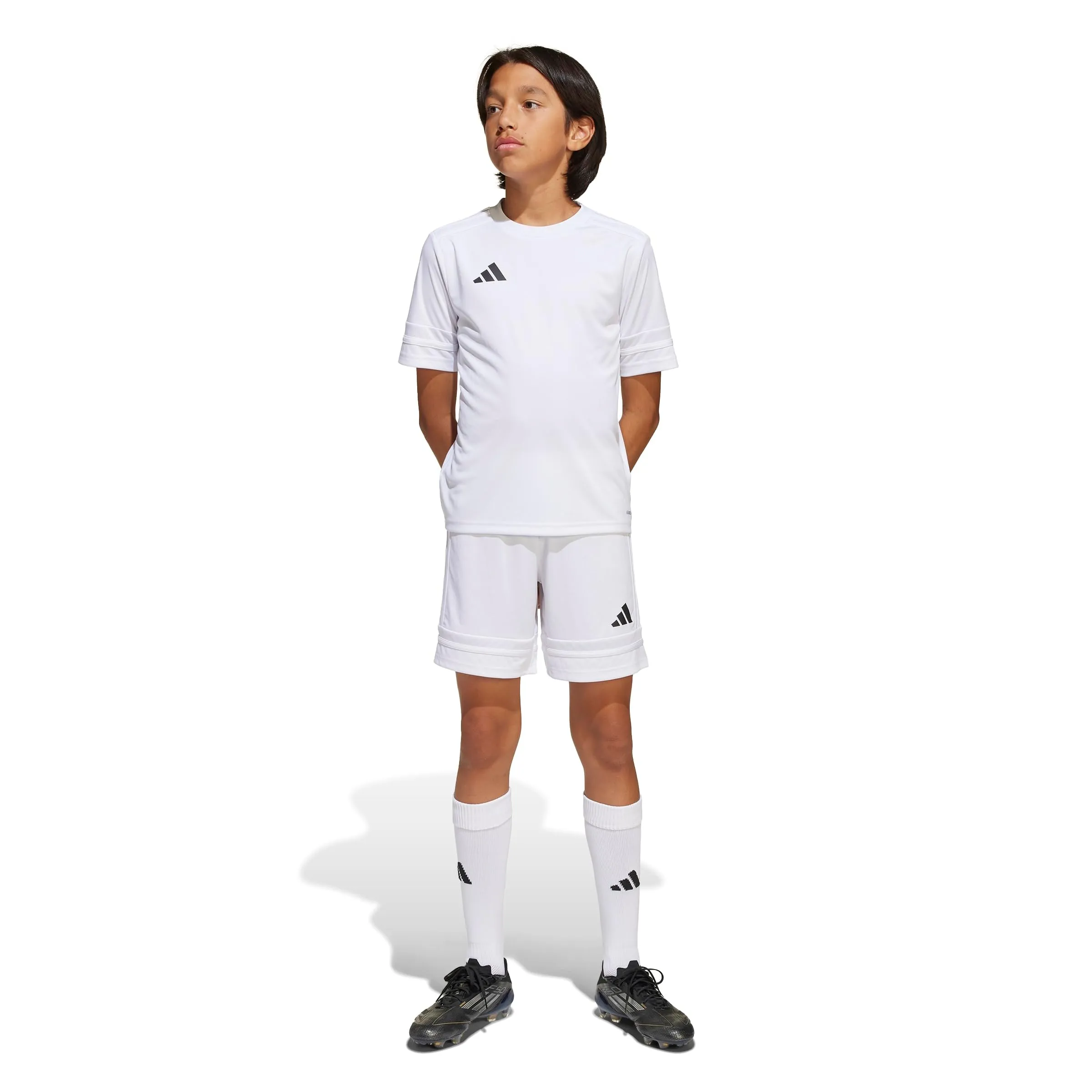 Adidas Squadra 25 Pantaloncini Corti Unisex per Bambini - White/White/Black - JJ2423 - immagine 7