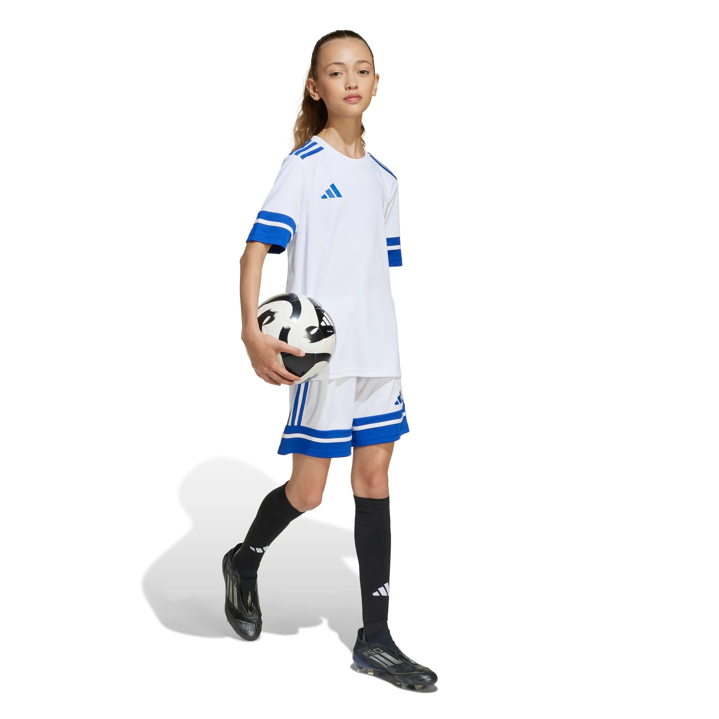 Adidas Squadra25 Pantaloncini Corti Unisex per Bambini - White/Team Royal Blue - 15-16 anni - immagine 7