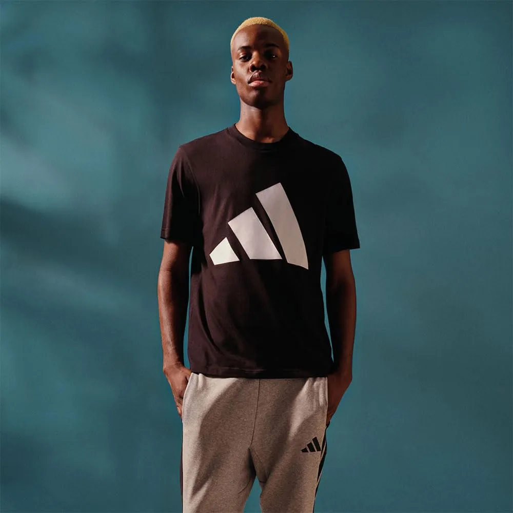 adidas Essentials Big Logo Single Jersey Shirt, Black/White, M - immagine 3