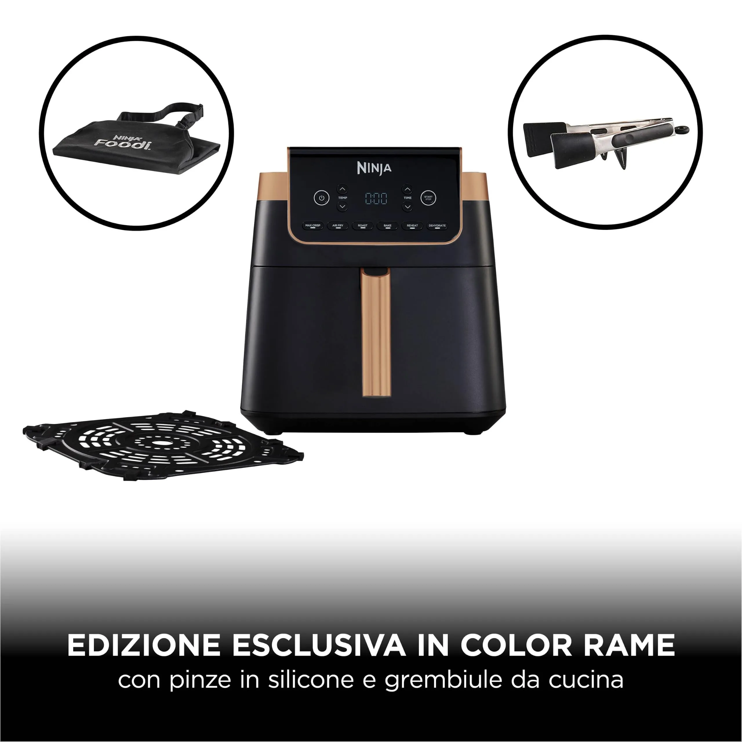 Ninja Max Pro Friggitrice ad Aria 6,2L Nero/Rame AF180EUCP - immagine 2