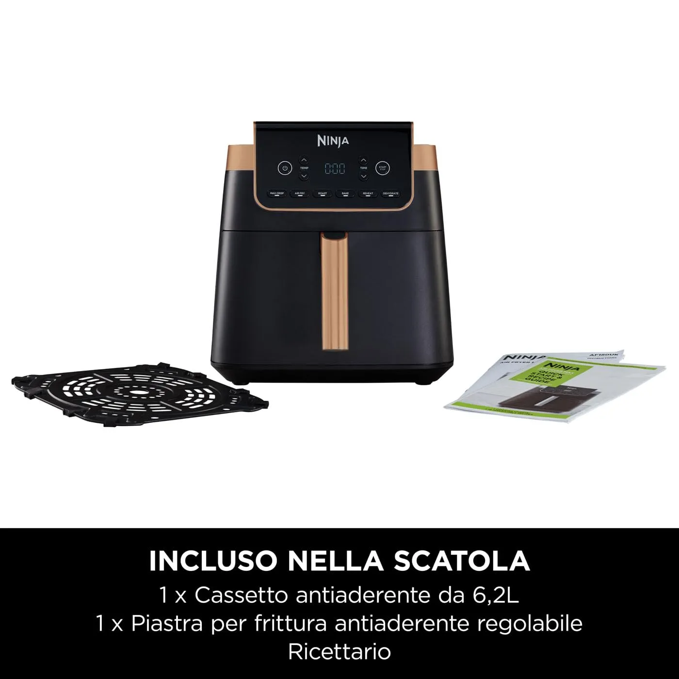 Ninja Max Pro Friggitrice ad Aria 6,2L Nero/Rame AF180EUCP - immagine 11