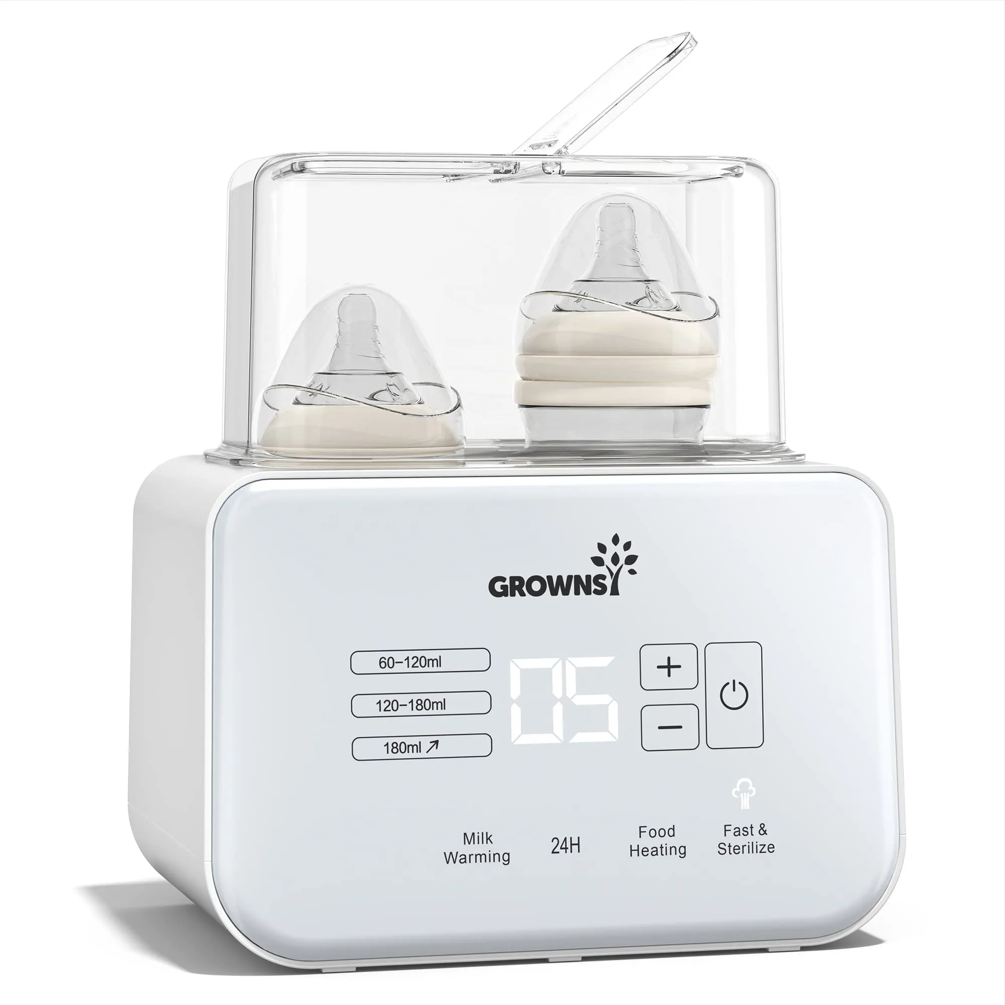 Grownsy Scaldabiberon Doppio 9 in 1 con Sterilizzatore e Display LCD - immagine 1