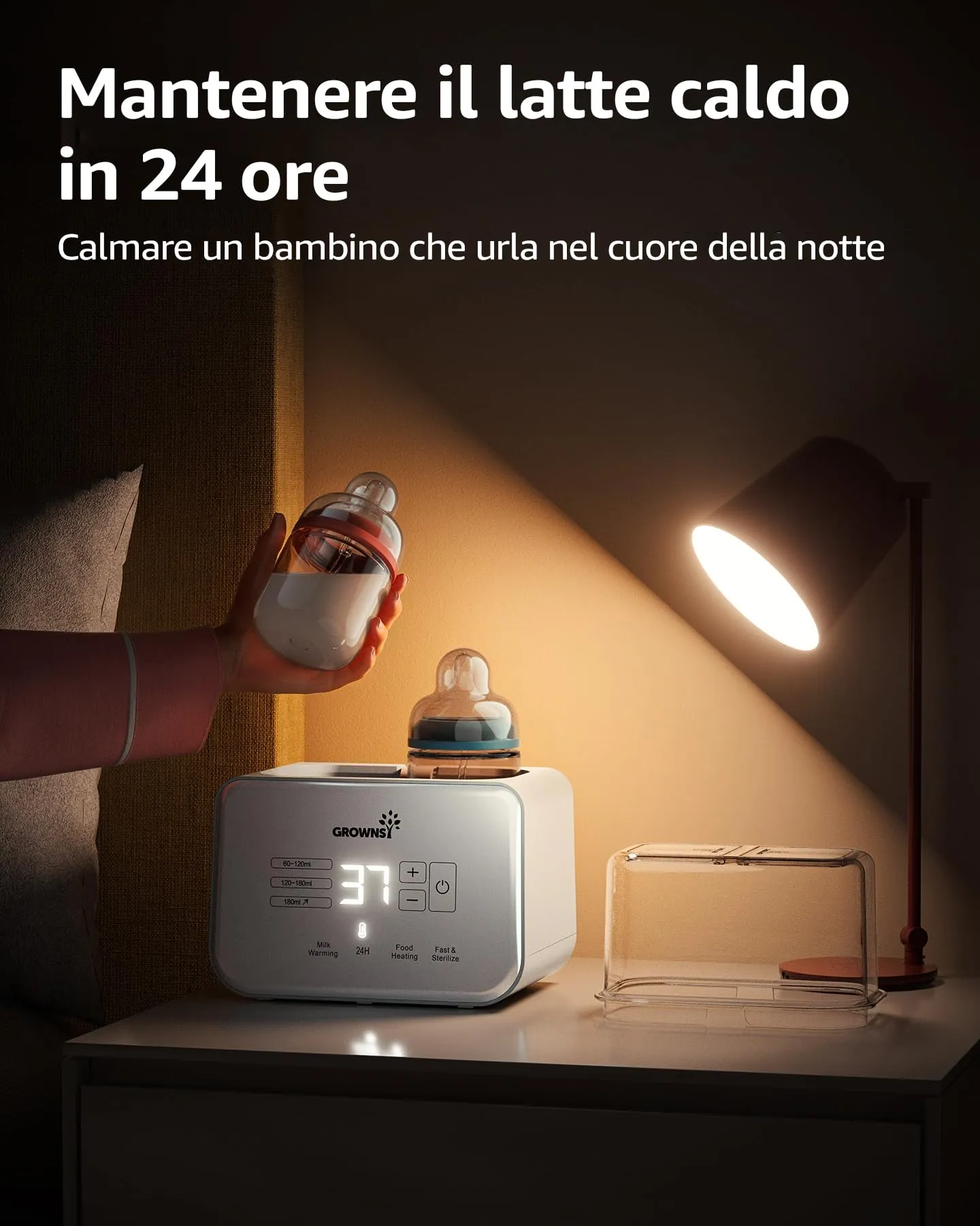 Grownsy Scaldabiberon Doppio 9 in 1 con Sterilizzatore e Display LCD - immagine 3