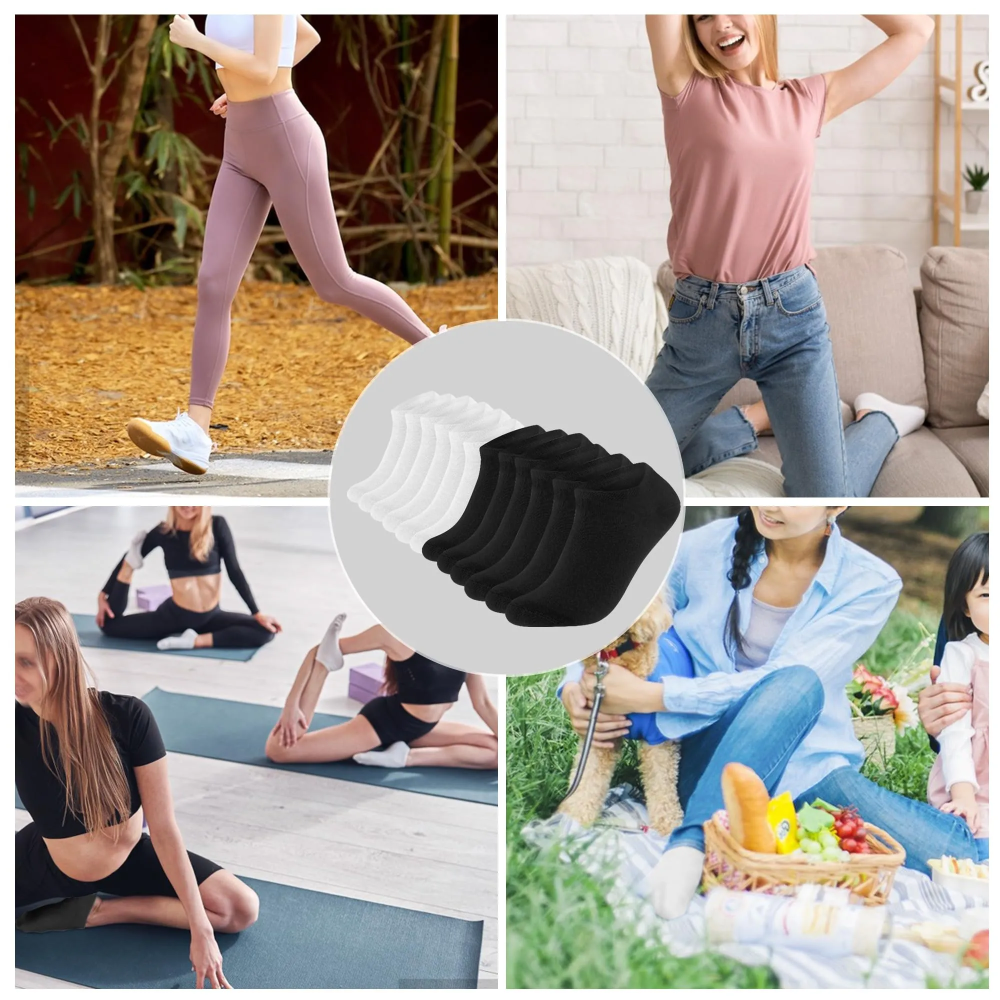 Lakpoau Calzini Sportivi in Cotone Traspirante Unisex, 12 Paia, ZD2301 - immagine 2