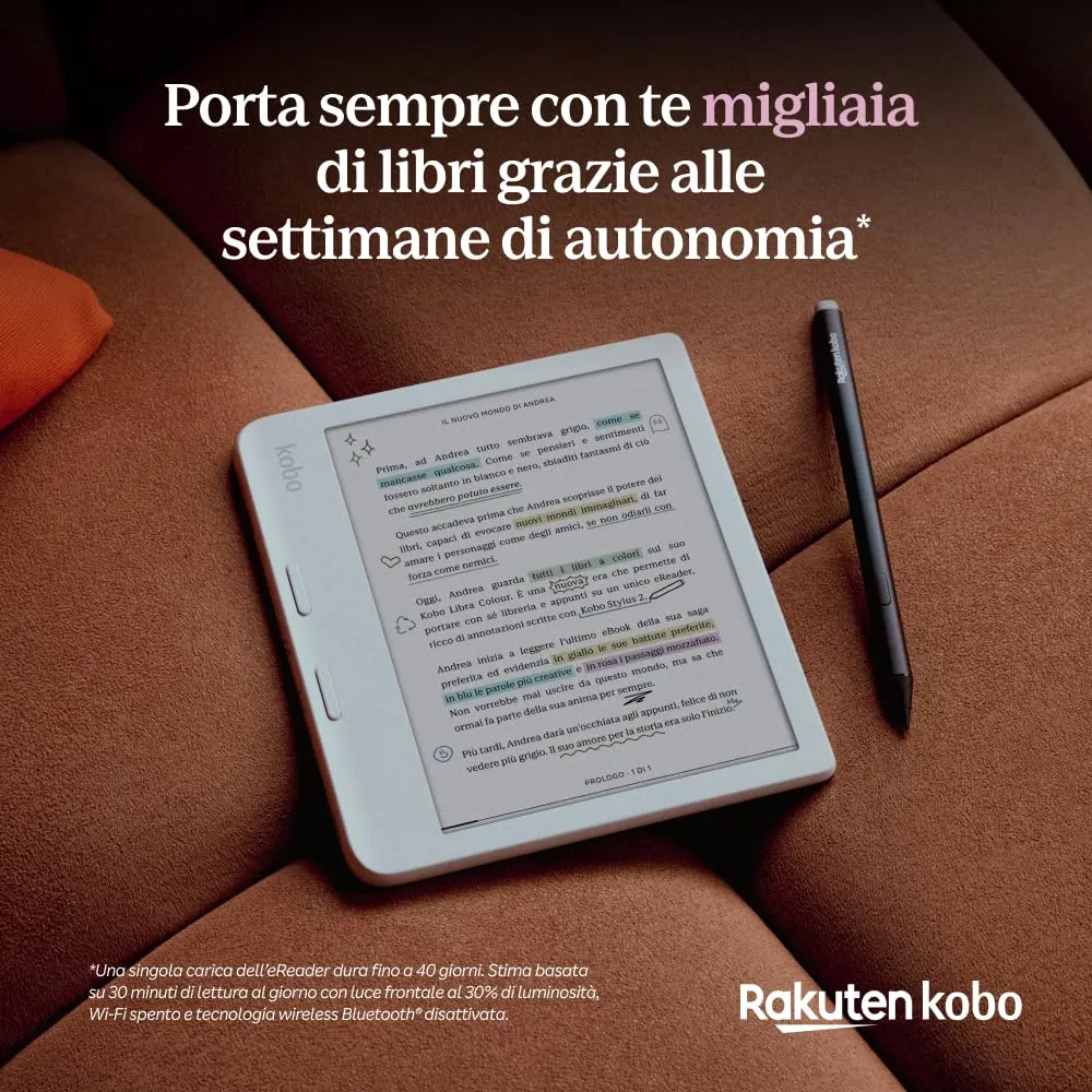 Kobo Libra Colour eReader, 7” E Ink Kaleido 3 Color Display, 32 GB, Bianco - immagine 9