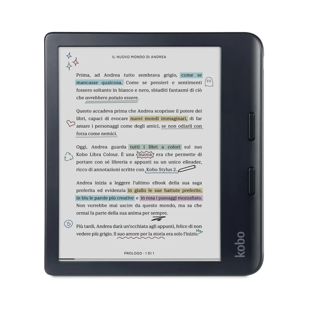 Kobo Libra Colour eReader 7" E Ink Kaleido 3 Color Display (Nero) - immagine 1