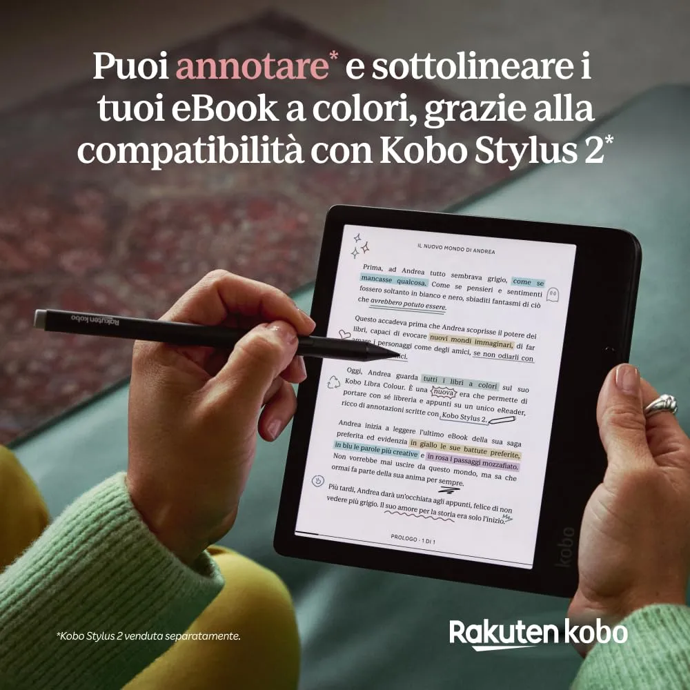 Kobo Libra Colour eReader 7" E Ink Kaleido 3 Color Display (Nero) - immagine 2