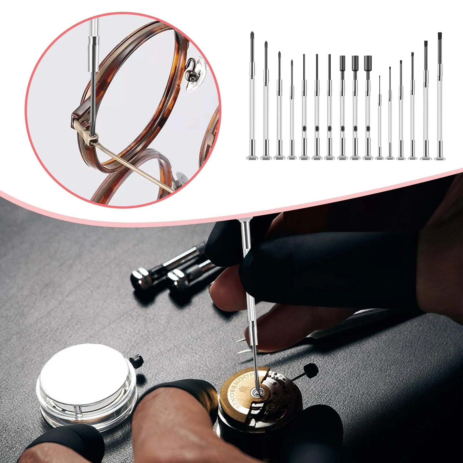 Haizibo Set di Cacciaviti di Precisione 16 in 1 per Occhiali e Orologi - immagine 6