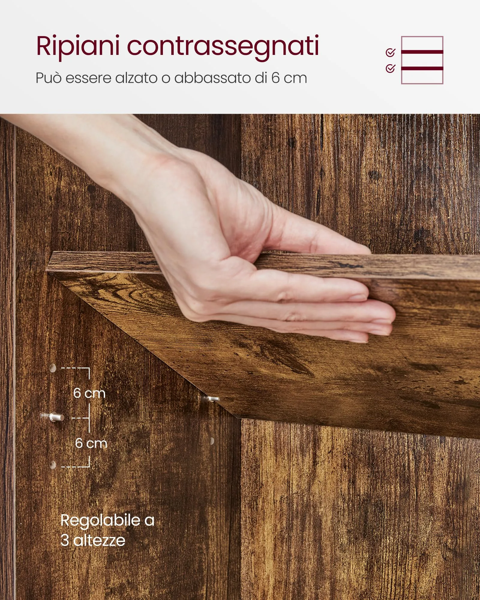 VASAGLE CUSTOS Libreria a 6 Ripiani, Stile Industriale, 24 x 40 x 178,5 cm, Marrone Vintage LBC167K01 - immagine 4