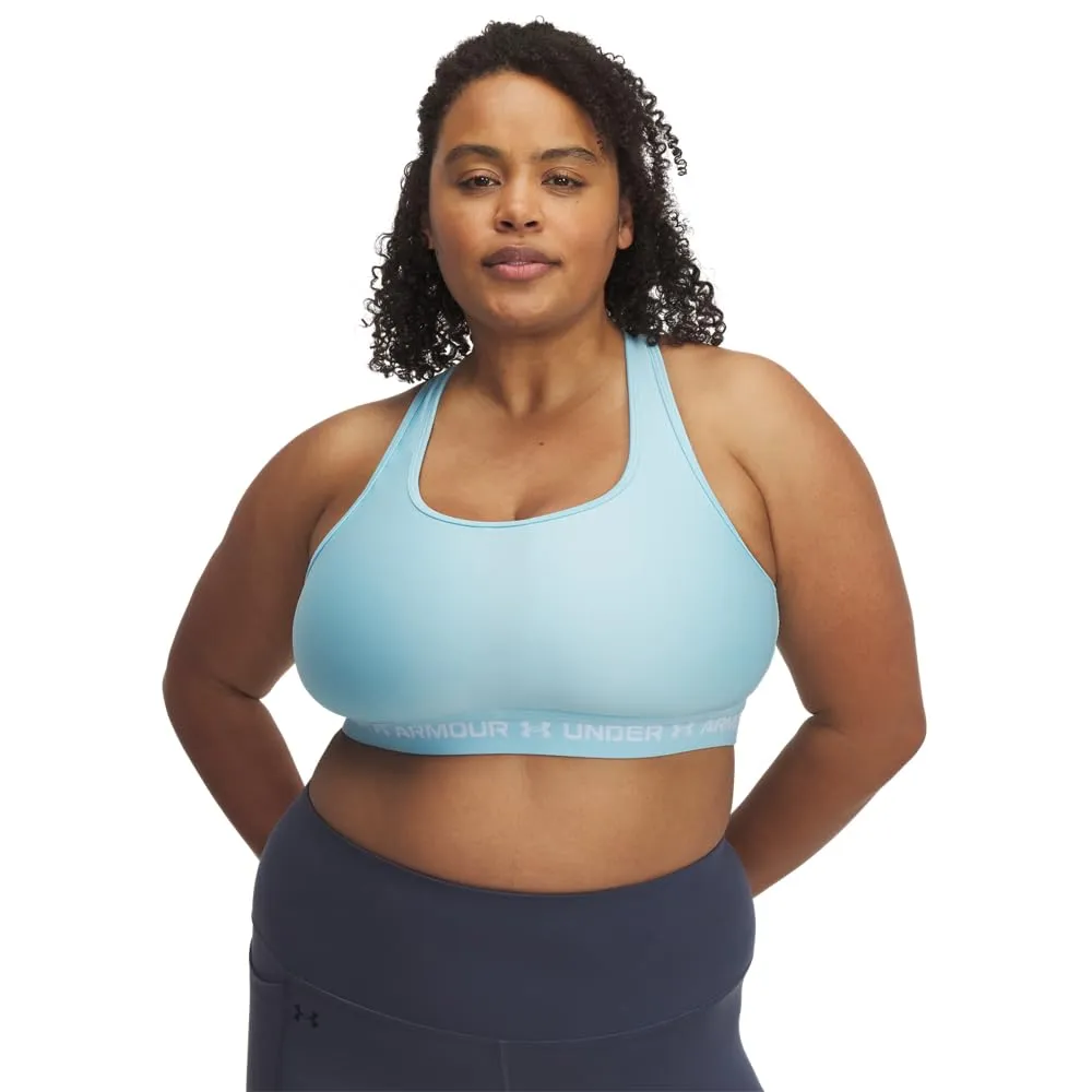 Under Armour Reggiseno Medio Incrociato sulla Schiena, Stream/Bianco, S - immagine 1