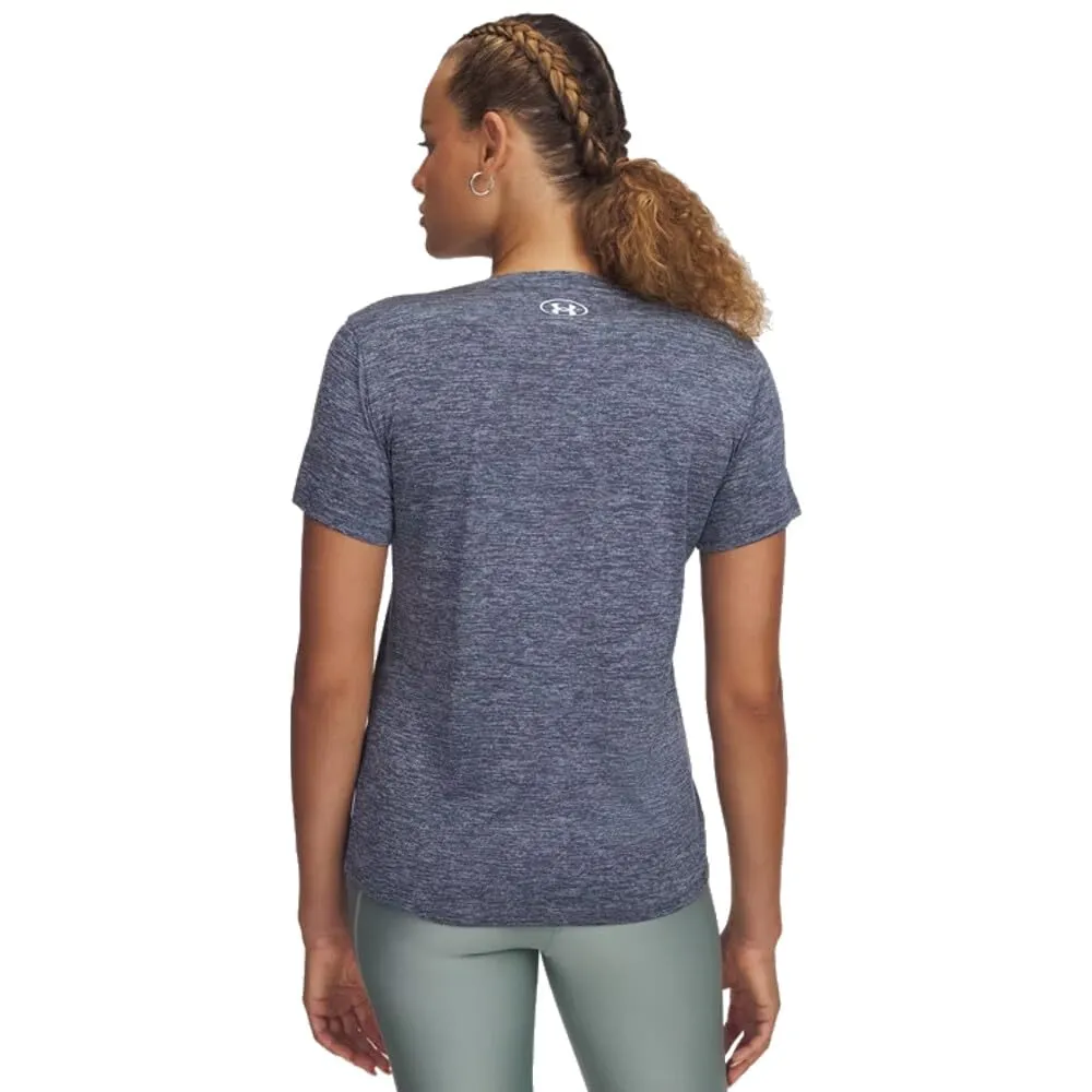 Under Armour Tech Twist Donna T-shirt Girocollo a Maniche Corte, Grigio Acquazzone/Bianco, XL - immagine 2
