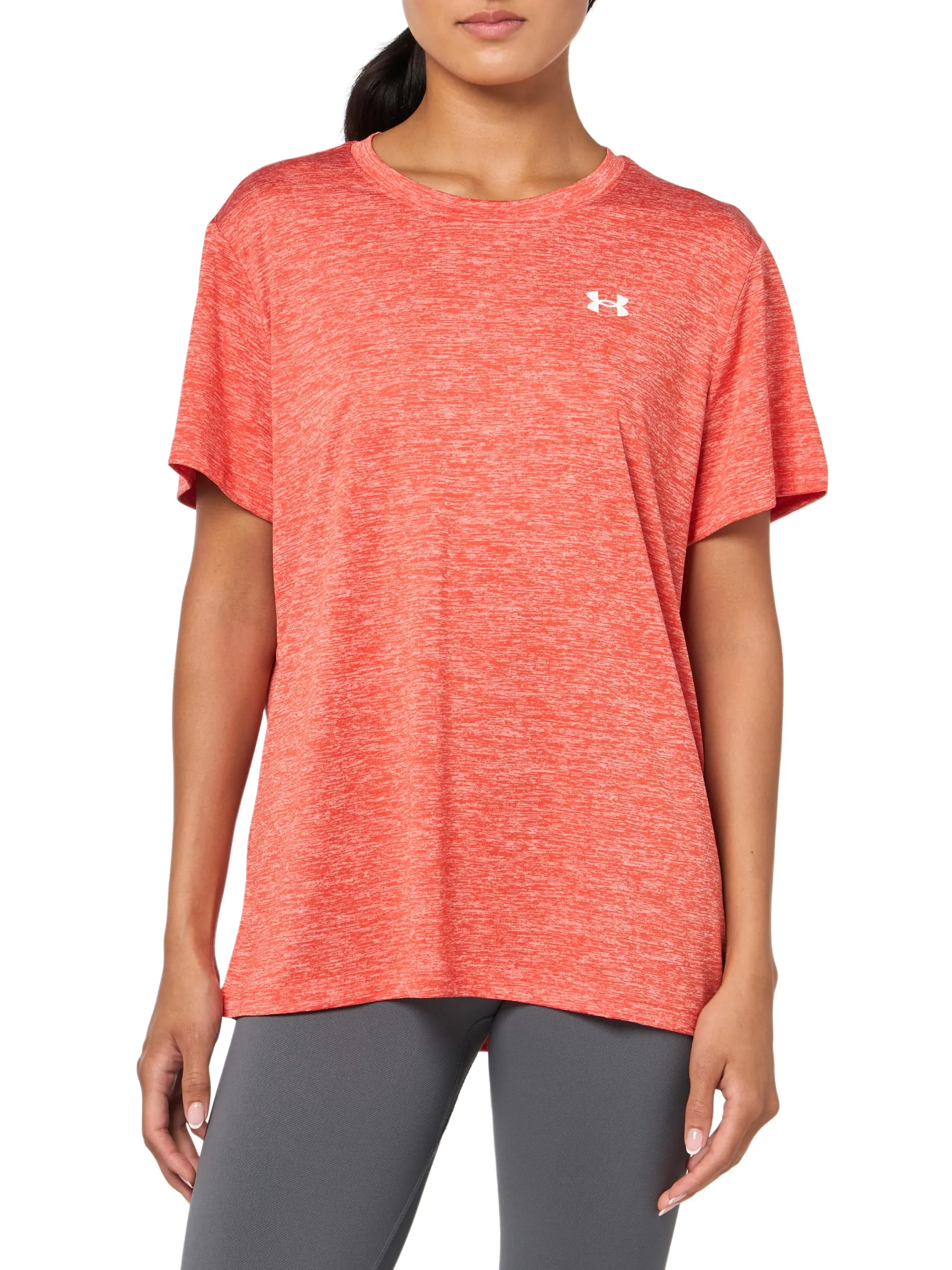 Under Armour UA Tech Twist Maglia da Donna a Maniche Corte, Fuoco/Bianco, S - immagine 1
