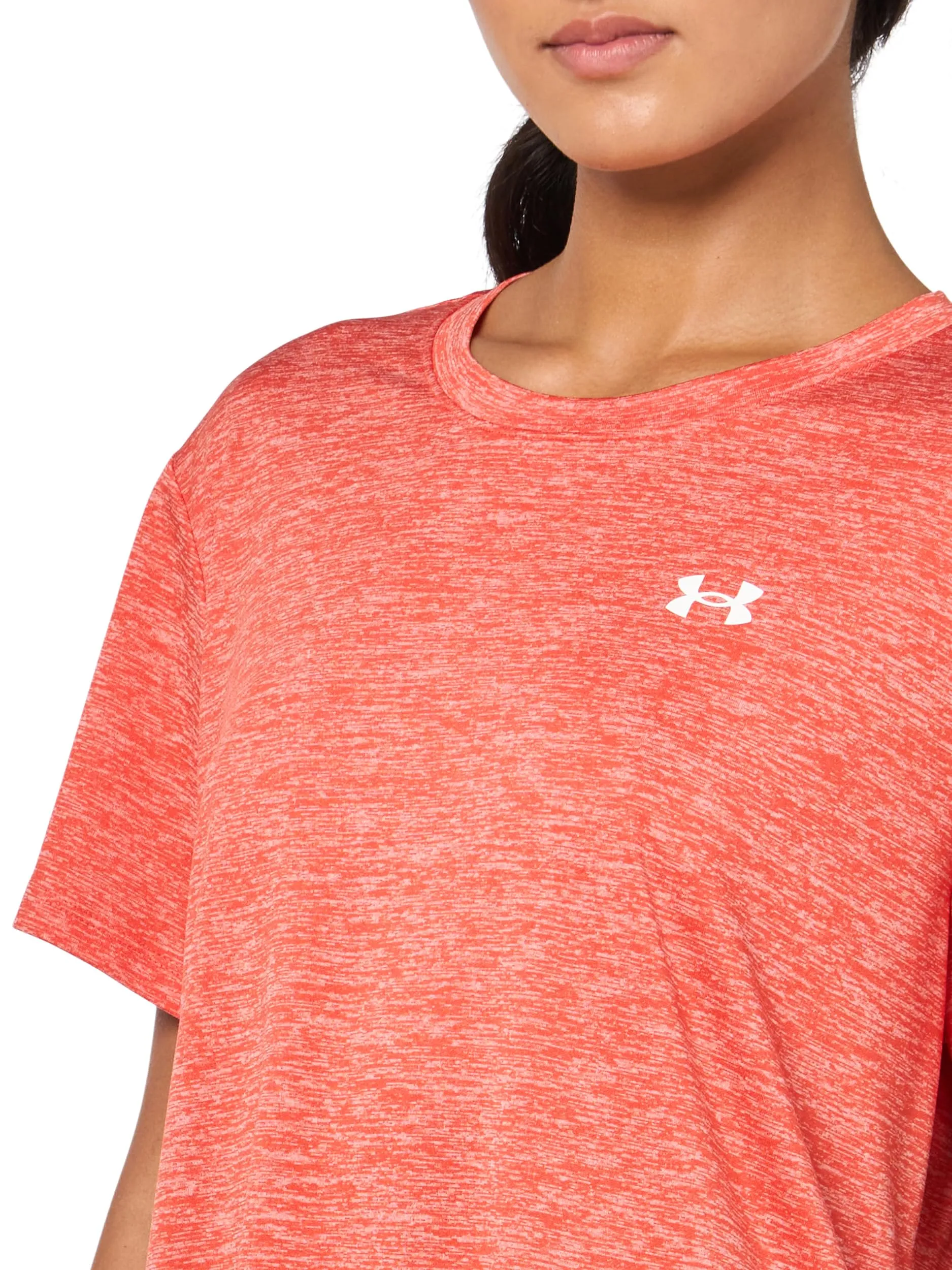 Under Armour UA Tech Twist Maglia da Donna a Maniche Corte, Fuoco/Bianco, S - immagine 3