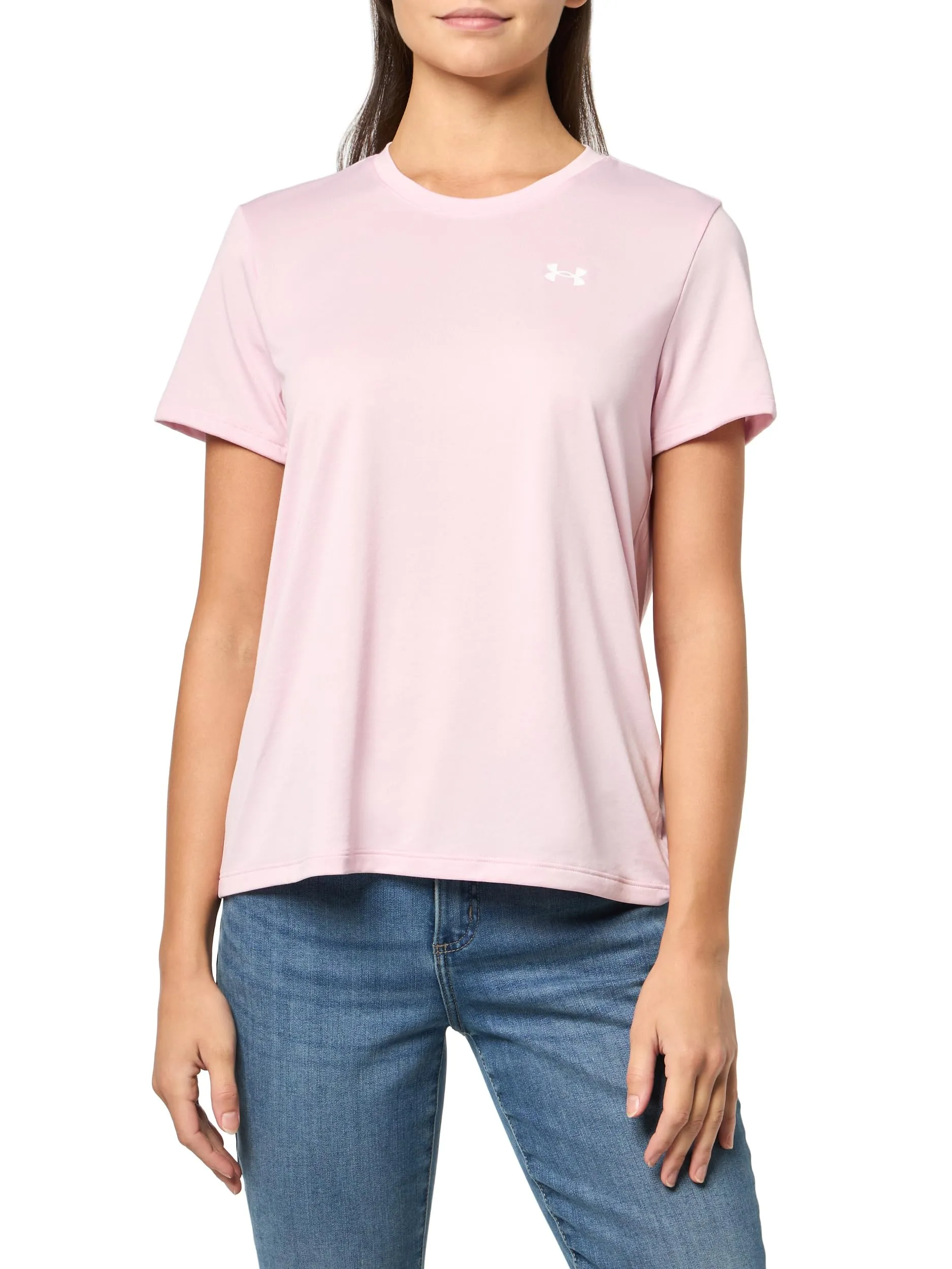 Under Armour Maglietta Tecnica a Maniche Corte da Donna, Prime Pink/Bianco, XL - immagine 1