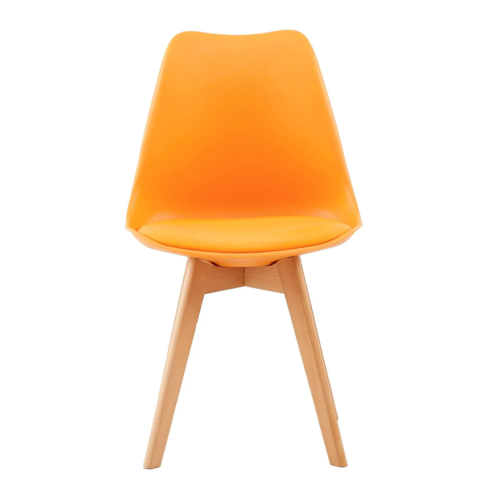 EGGREE Set di 8 Sedie da Pranzo e Cucina in Pelle PU con Gambe in Legno, Arancione - immagine 7