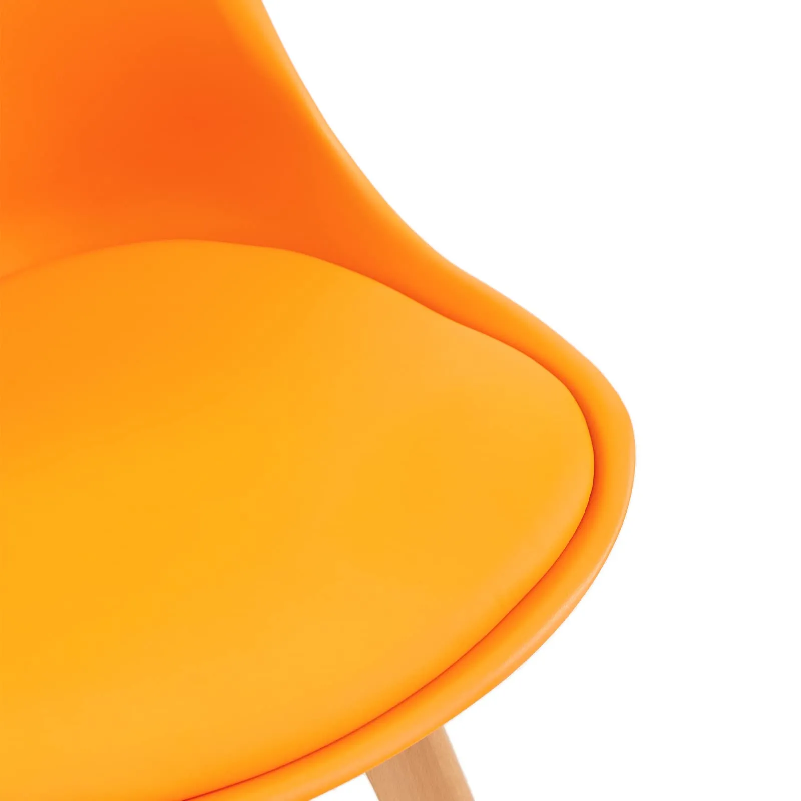 EGGREE Set di 8 Sedie da Pranzo e Cucina in Pelle PU con Gambe in Legno, Arancione - immagine 8