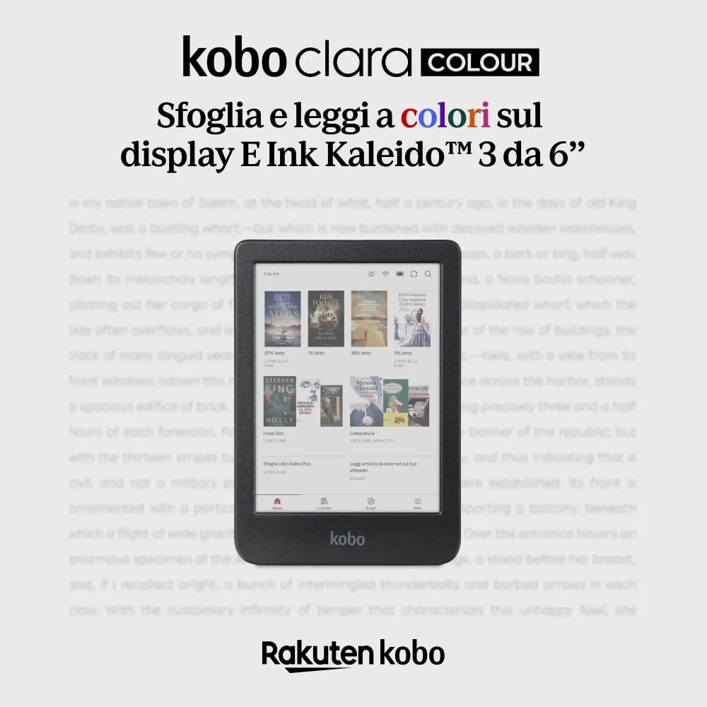 Kobo Clara Colour eReader - Display E Ink Kaleido 3 da 6”, Impermeabile (Nero) - immagine 3