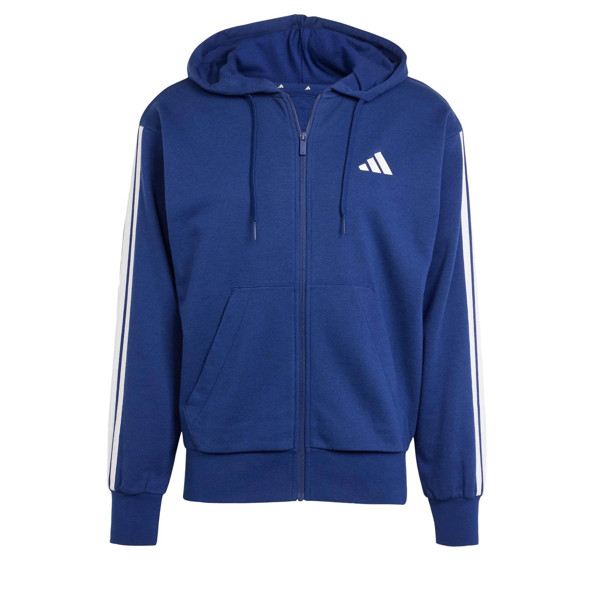 adidas Essential Three Stripes French Terry Fullzip Hoodie, Dark Blue/White, L - immagine 1