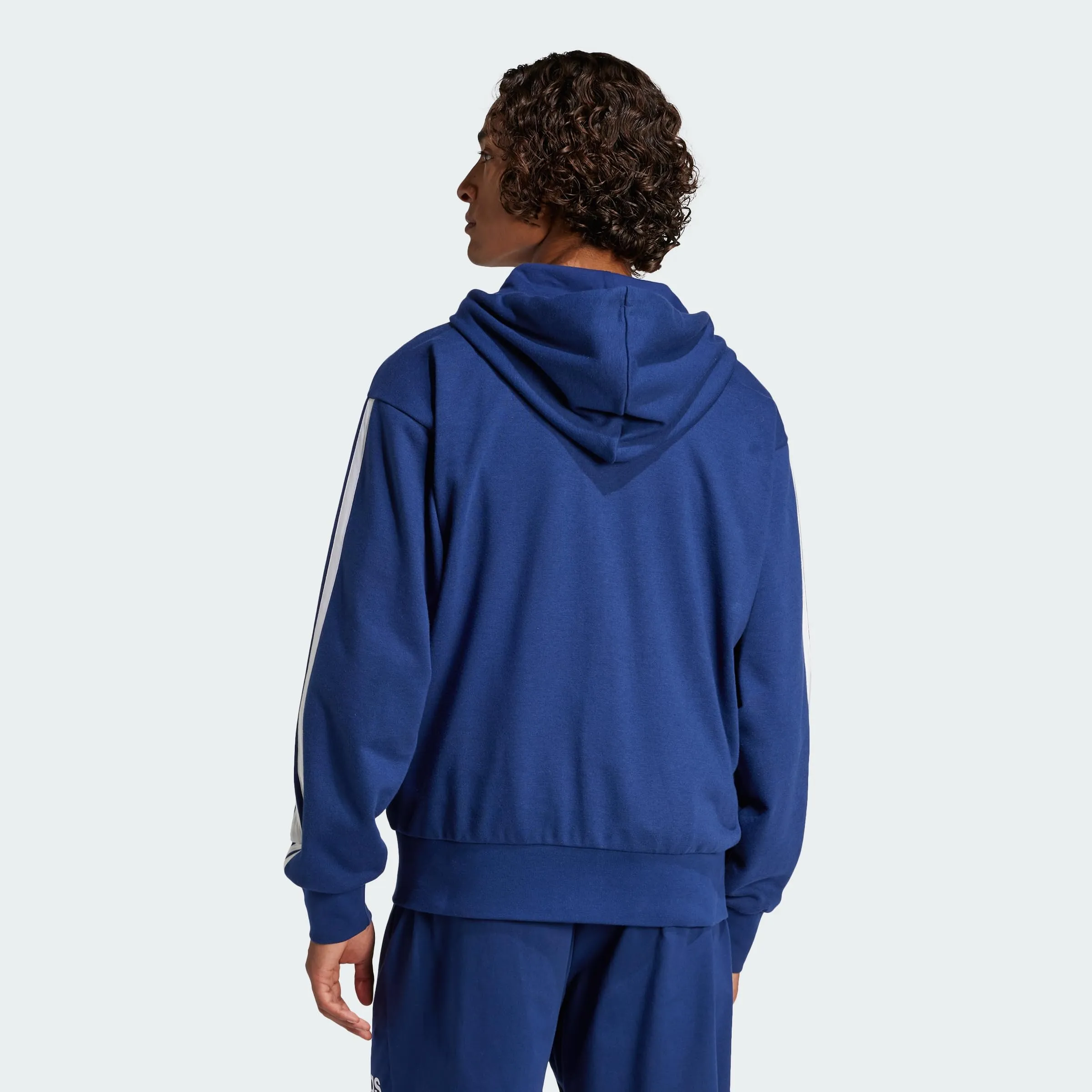 adidas Essential Three Stripes French Terry Fullzip Hoodie, Dark Blue/White, XL - immagine 4