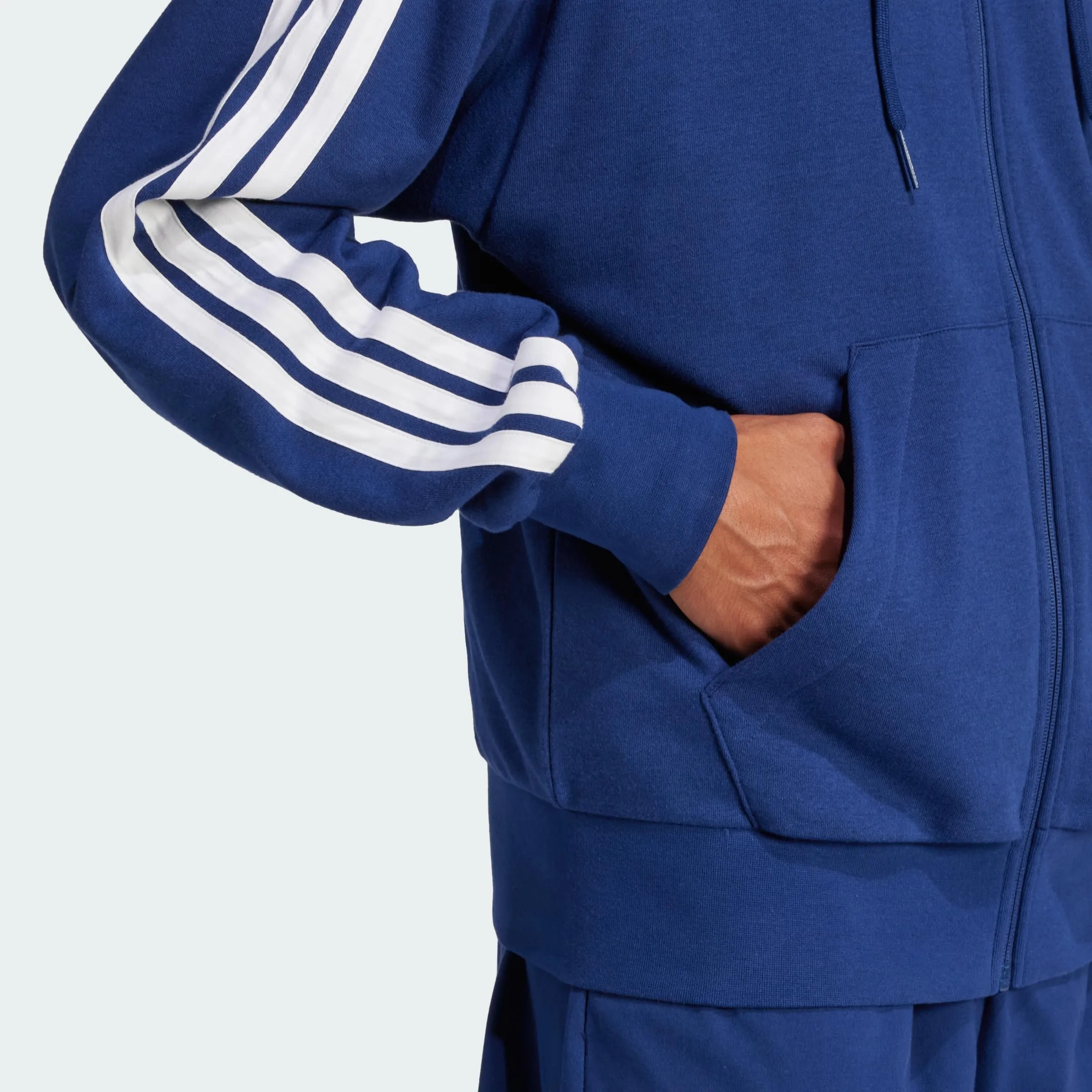 adidas Essential Three Stripes French Terry Fullzip Hoodie, Dark Blue/White, XXL - immagine 3