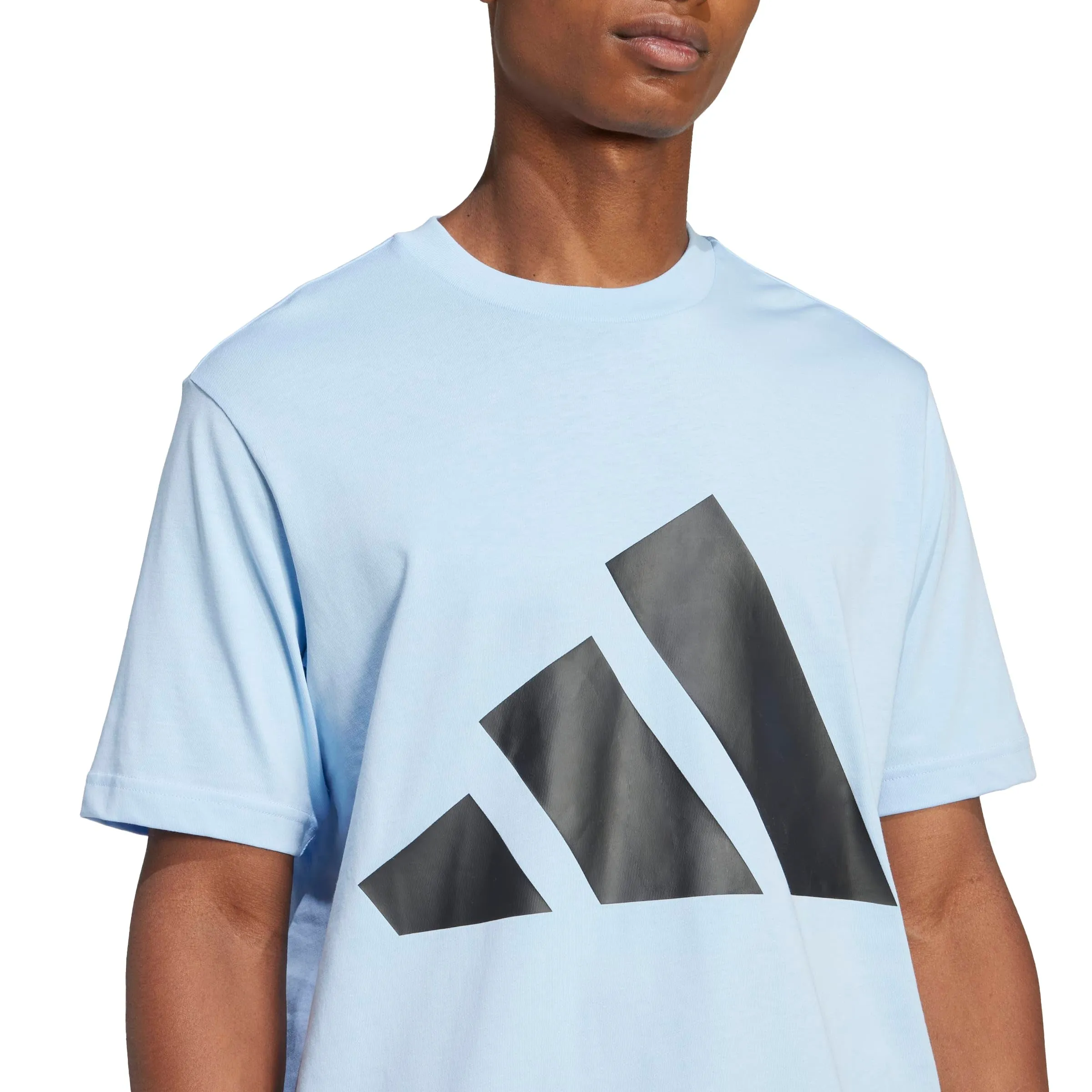 adidas Essentials Big Logo Single Jersey Shirt, Glow Blue/Black, M - immagine 4