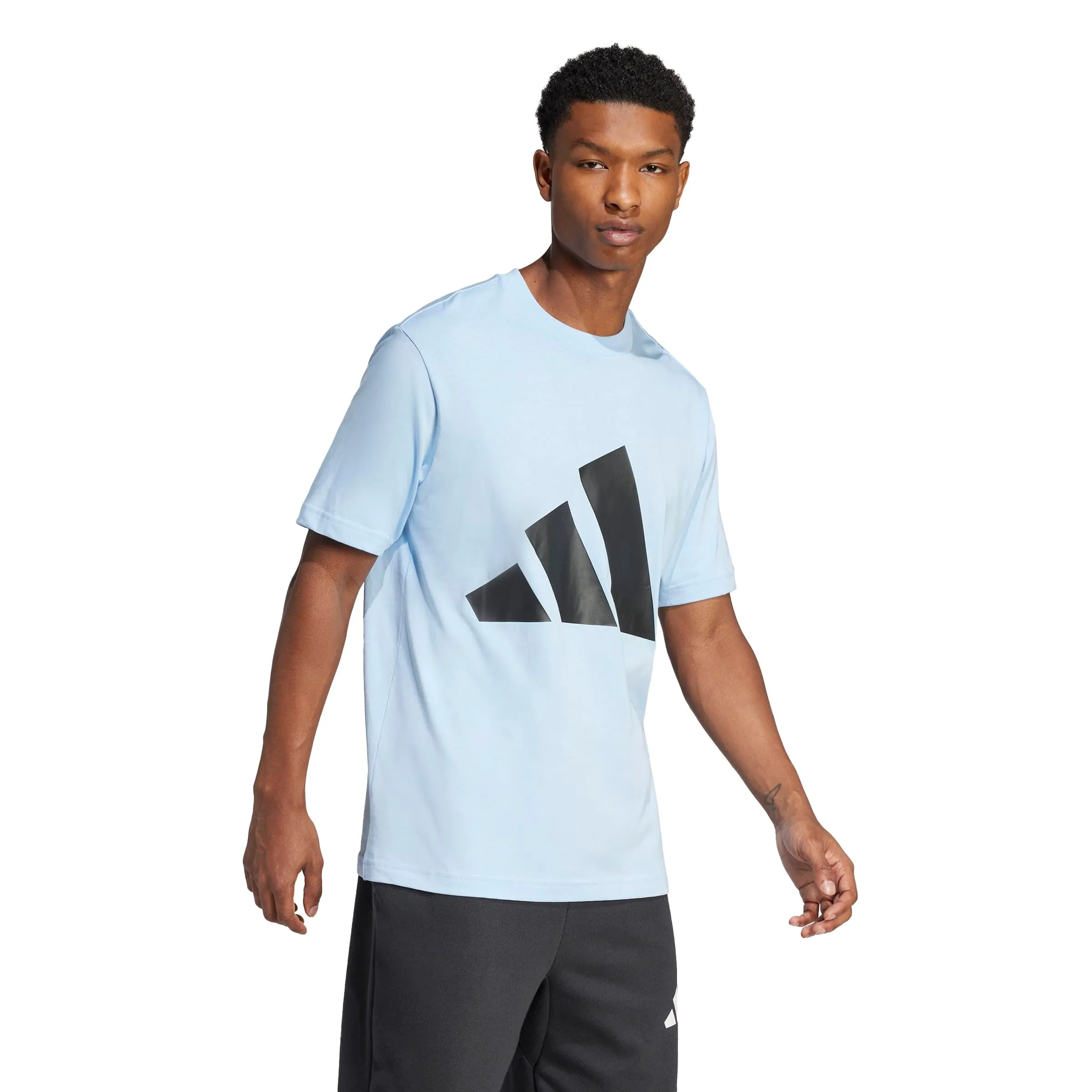 adidas Essentials Big Logo Single Jersey Shirt, Glow Blue/Black, M - immagine 6