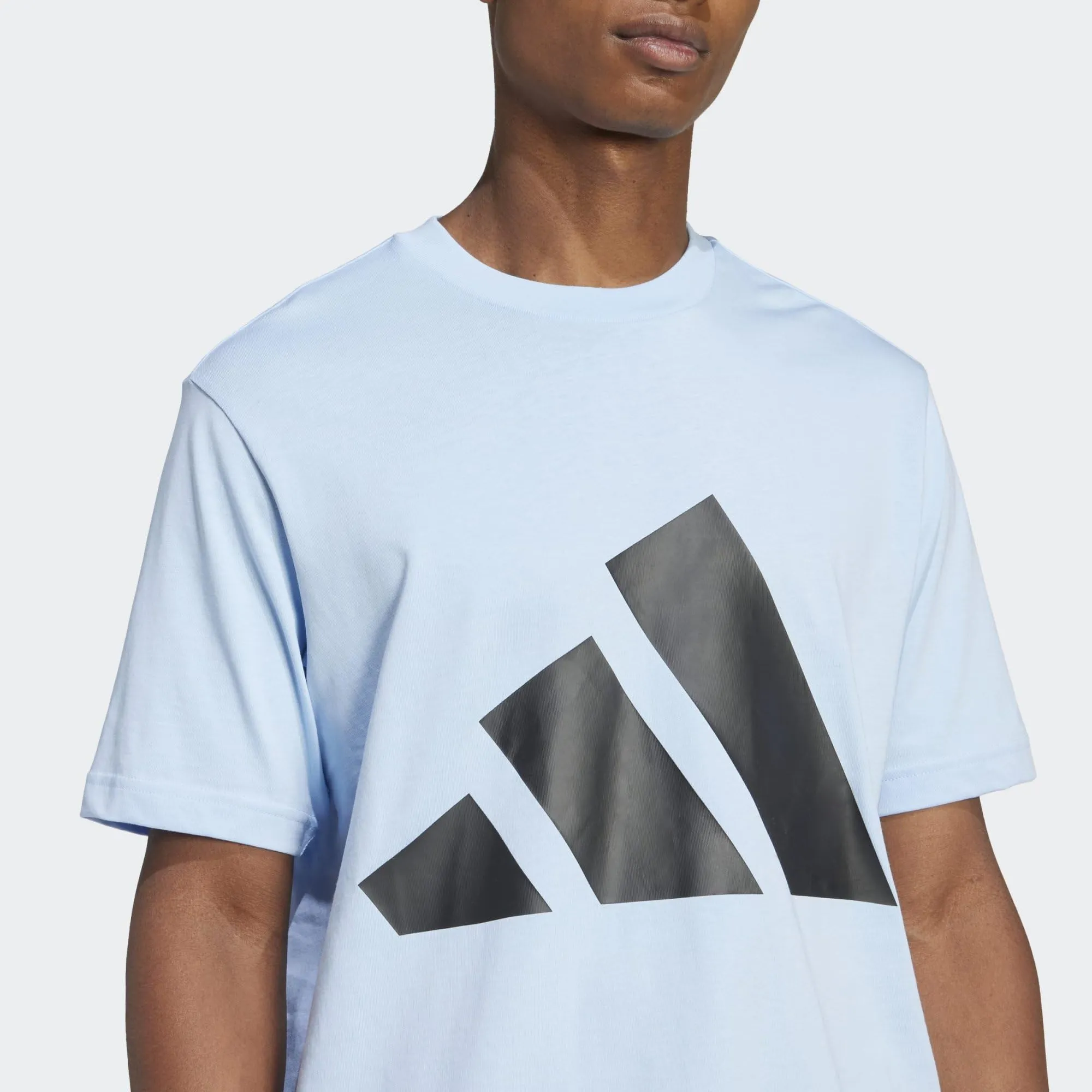 adidas Essentials Big Logo Single Jersey Shirt, Glow Blue/Black, M - immagine 7