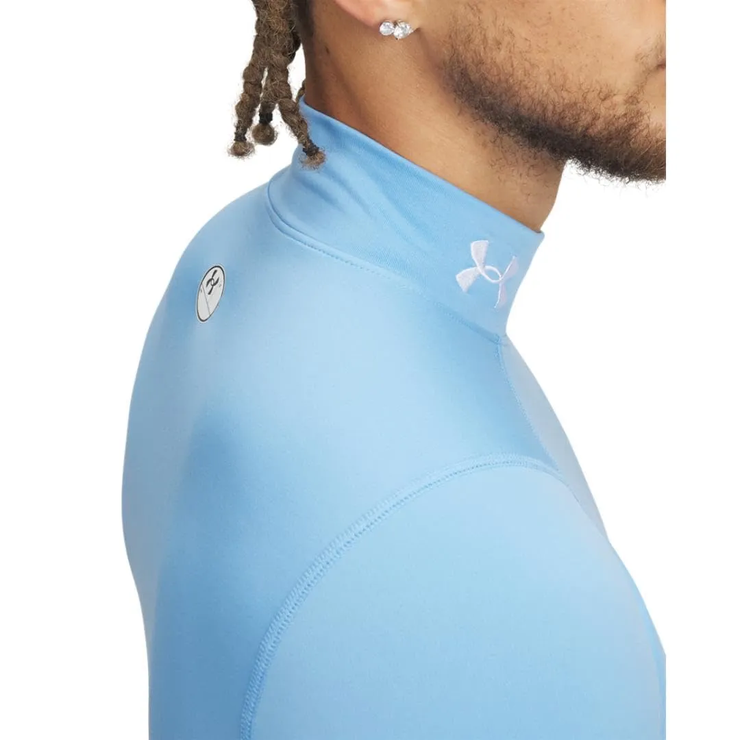 Under Armour ColdGear Compression Mock, Carolina Blu/Bianco/Bianco, M - immagine 3