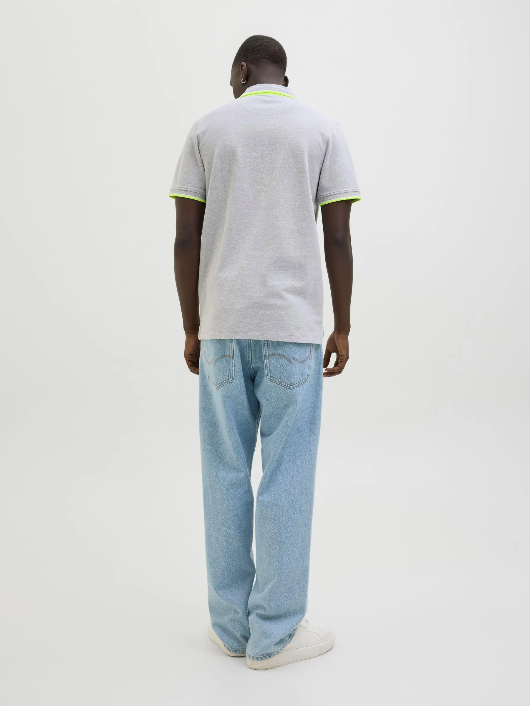 Jack & Jones Jjepaulos Polo SS Noos, Light Grey Melange/Neon, M - immagine 4