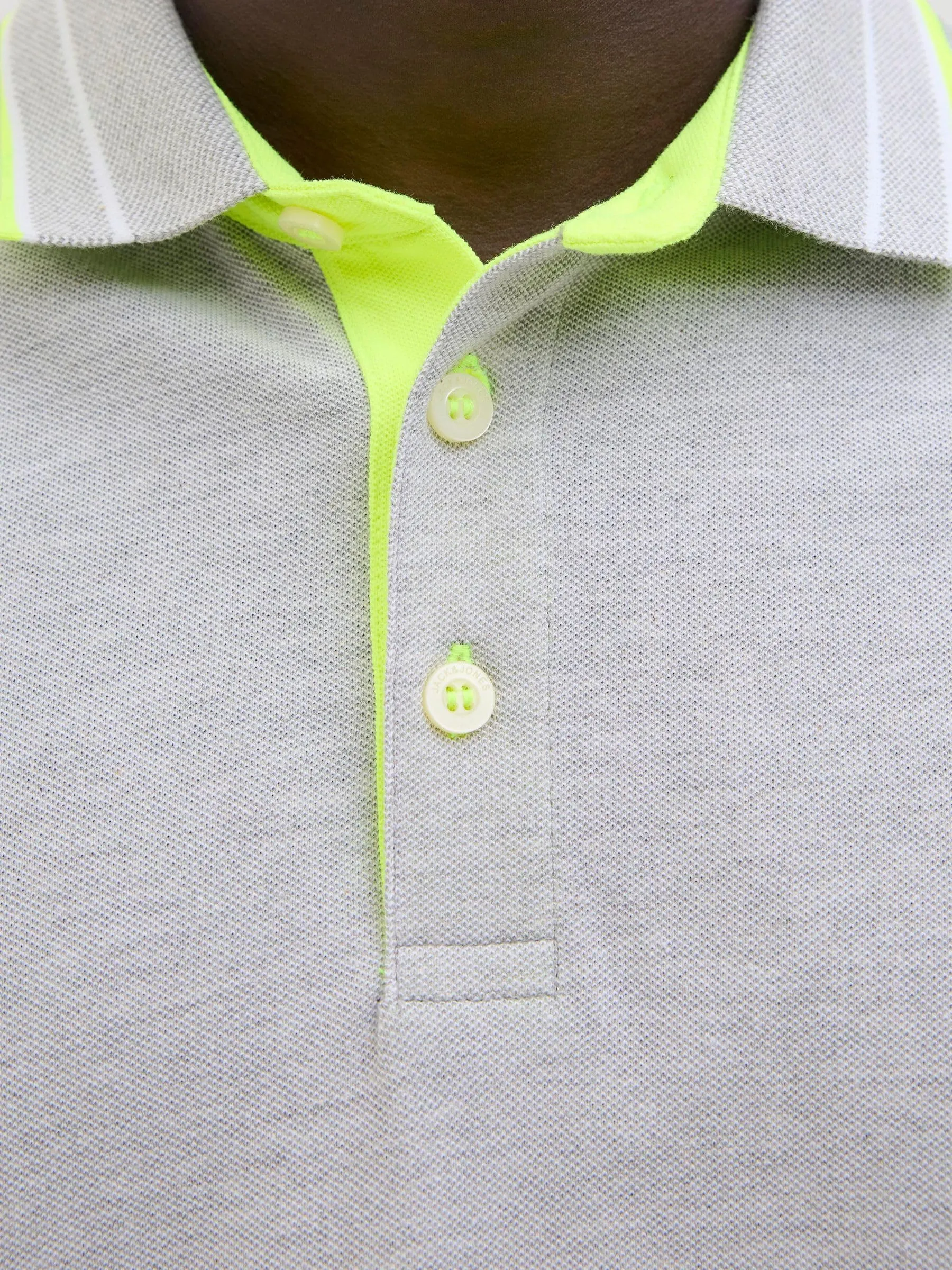 Jack & Jones Jjepaulos Polo SS Noos, Light Grey Melange/Neon, M - immagine 6