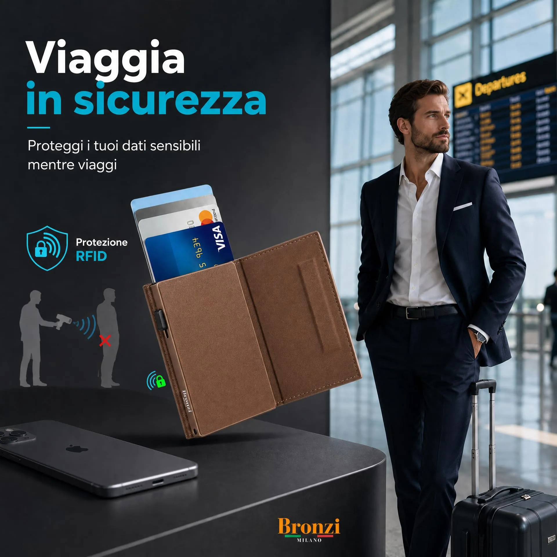 Bronzi Portafoglio Uomo Slim in Pelle Revelation - Marrone Testa di Moro - immagine 5