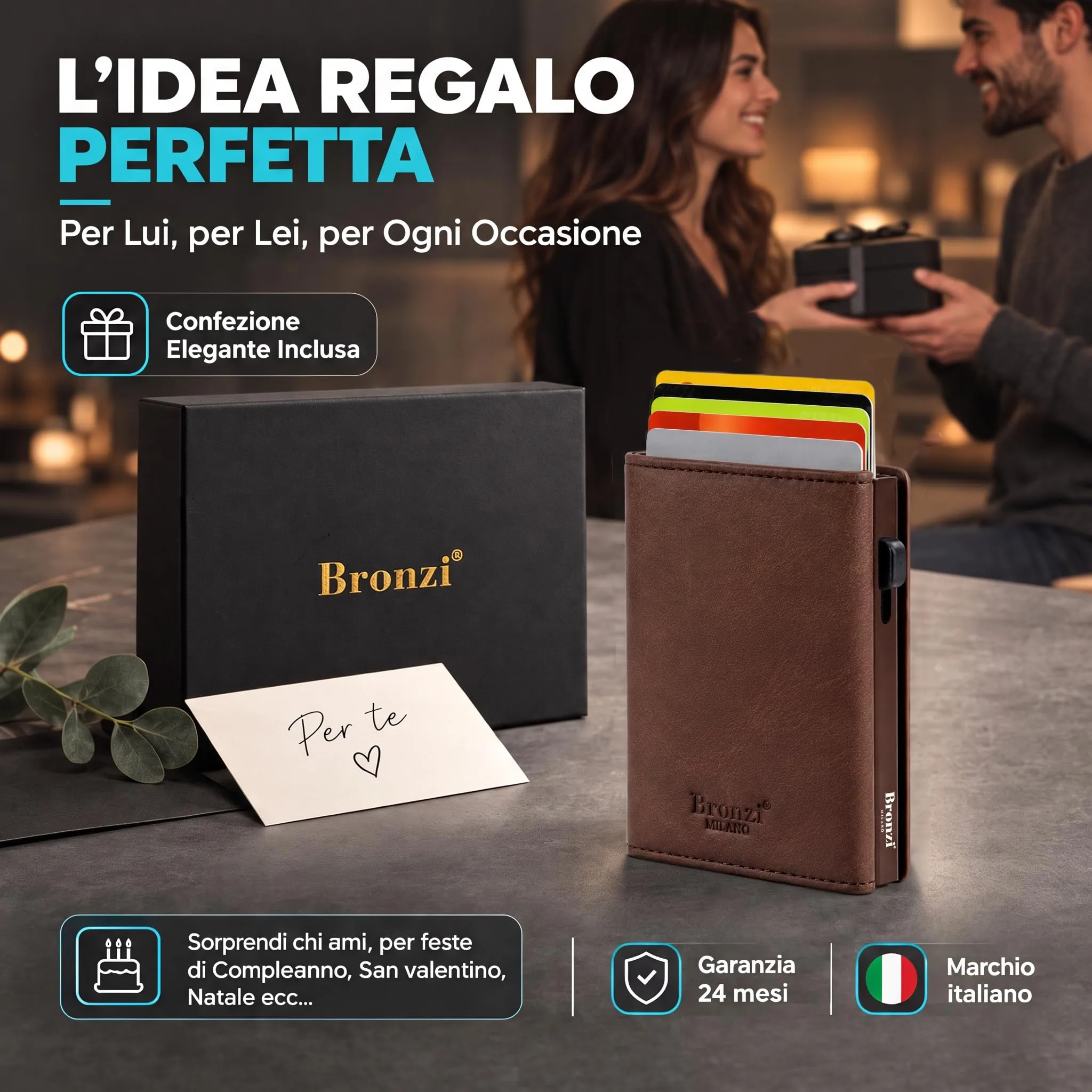 Bronzi Portafoglio Uomo Slim in Pelle Revelation - Marrone Testa di Moro - immagine 7